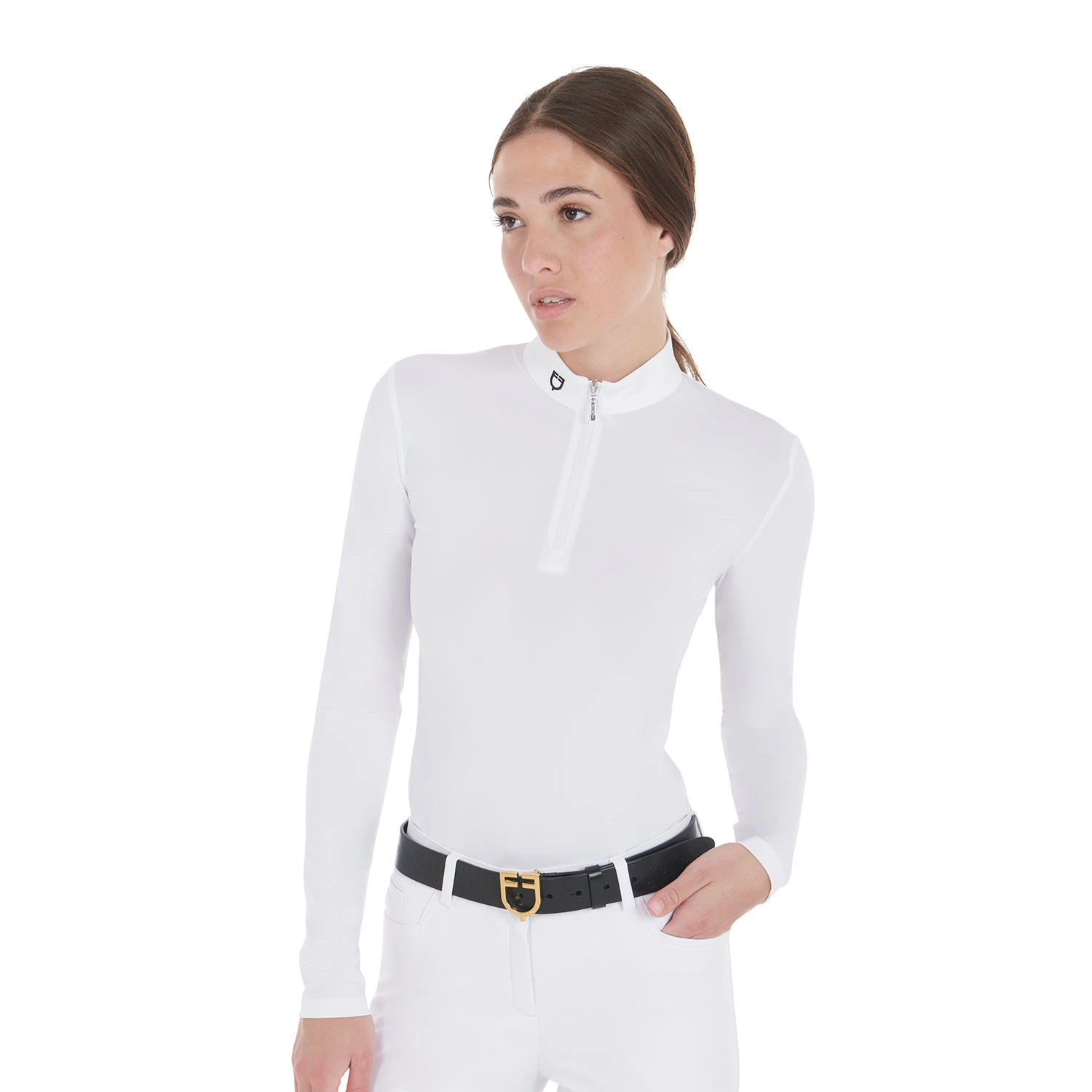Slim fit dames wedstrijdpolo met lange mouwen