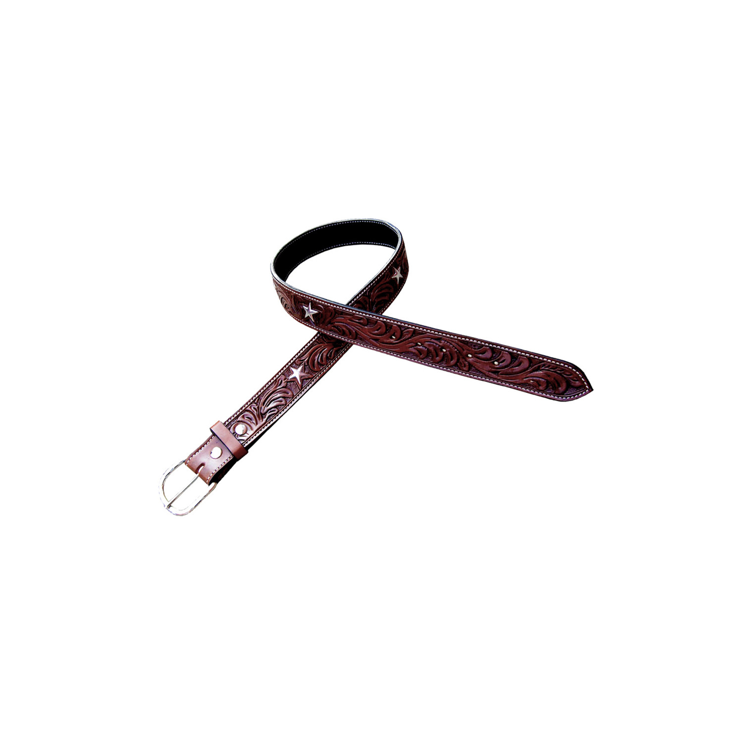 Pool'S Western Belt Flower Tooling And Stars Studs