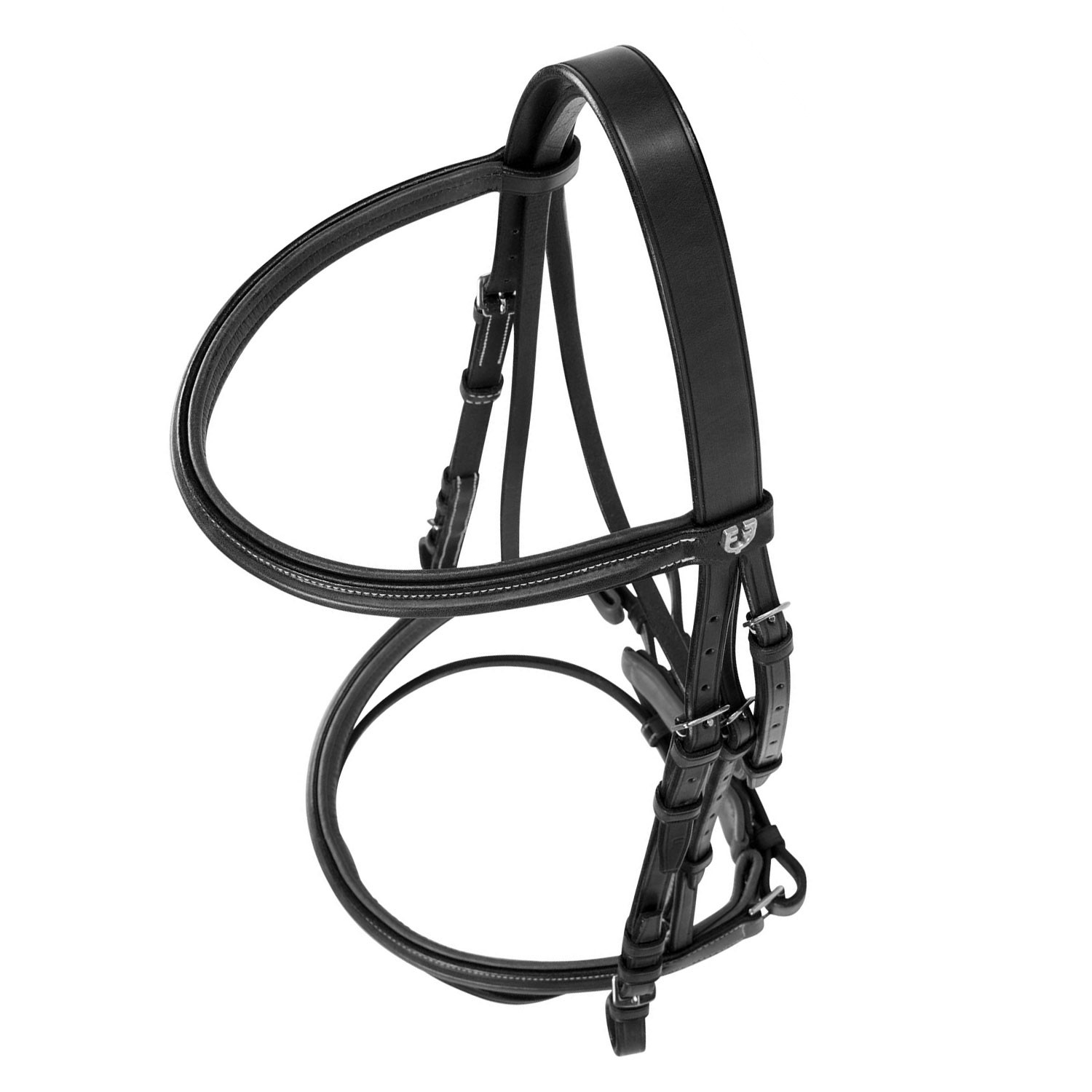 Kožená uzdečka Equestro Silver s pogumovanými otěžemi