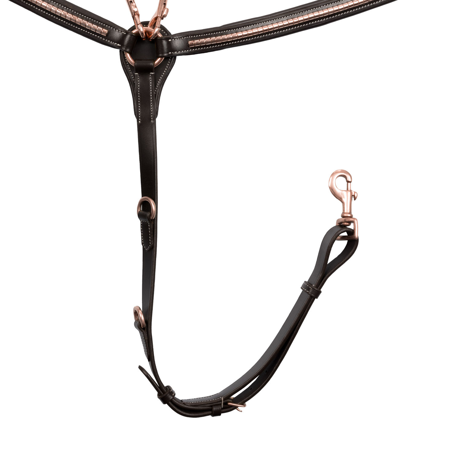 Kožený poprsník Equestro Rose Gold s martingalem