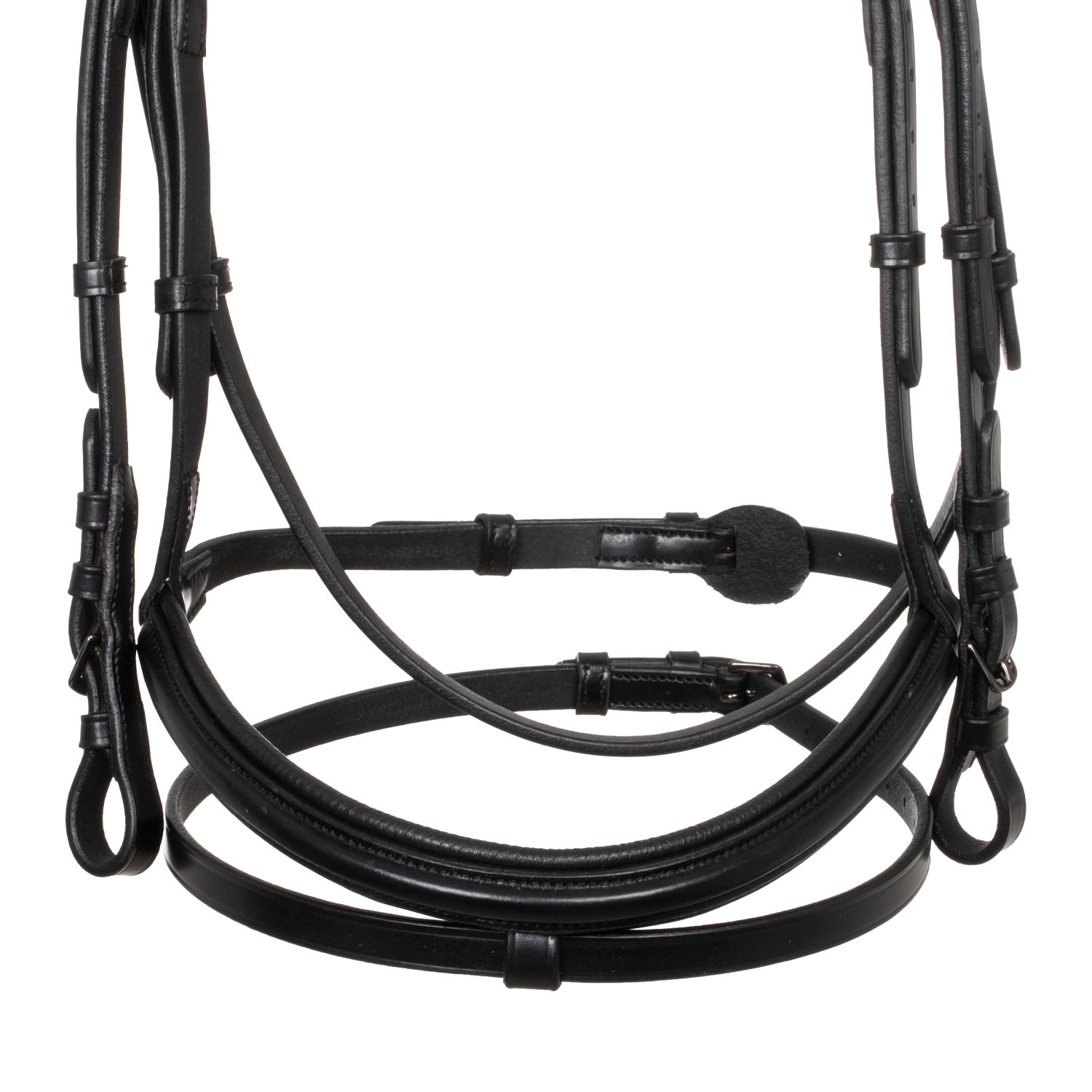 Anatomická kožená uzdečka Equestro s černým kováním a logem