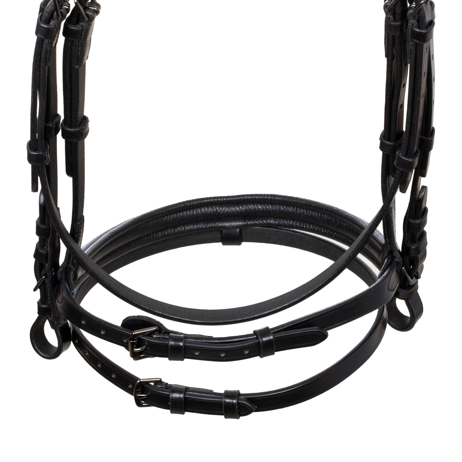 Anatomická kožená uzdečka Equestro s černým kováním a logem