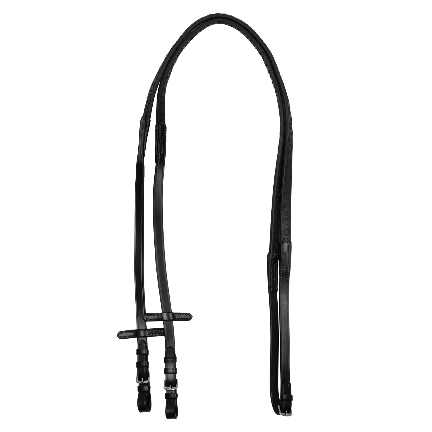 Kožené pogumované otěže Equestro Solid Lettering Grip se stříbrným kováním