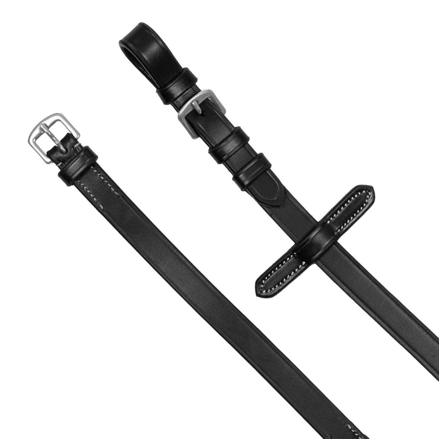 Kožené pogumované otěže Equestro Solid Lettering Grip se stříbrným kováním