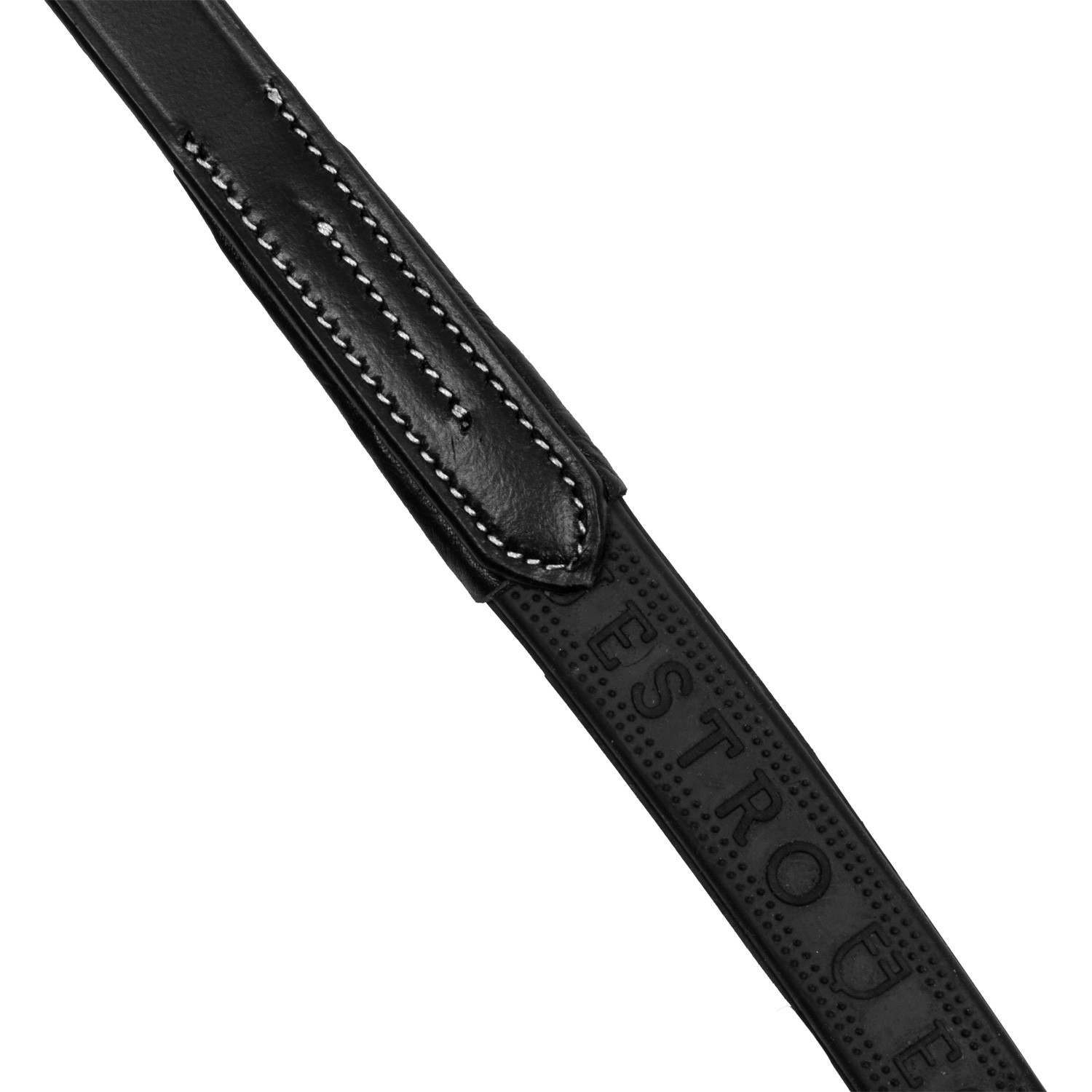 Kožené pogumované otěže Equestro Solid Lettering Grip se stříbrným kováním