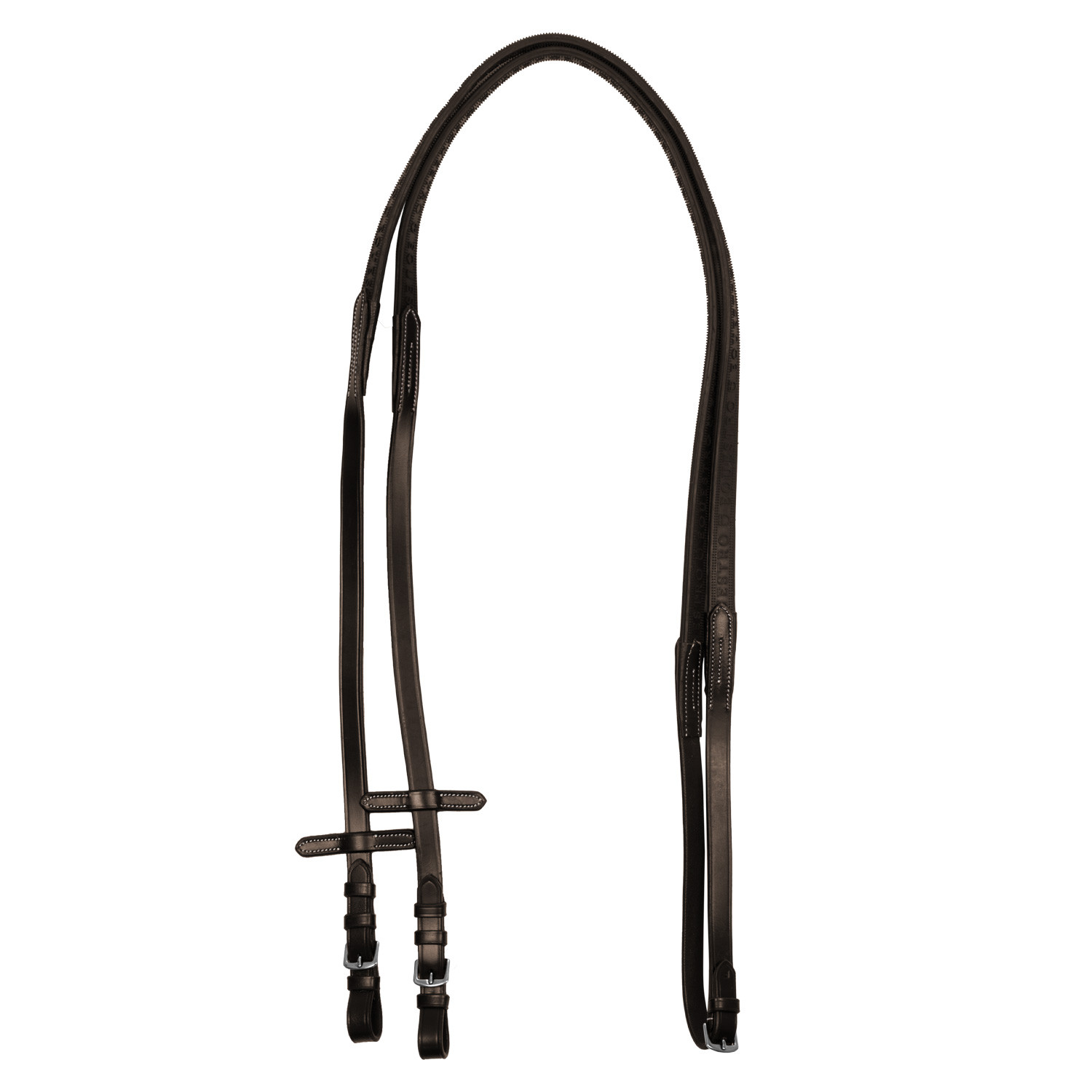 Kožené pogumované otěže Equestro Solid Lettering Grip se stříbrným kováním