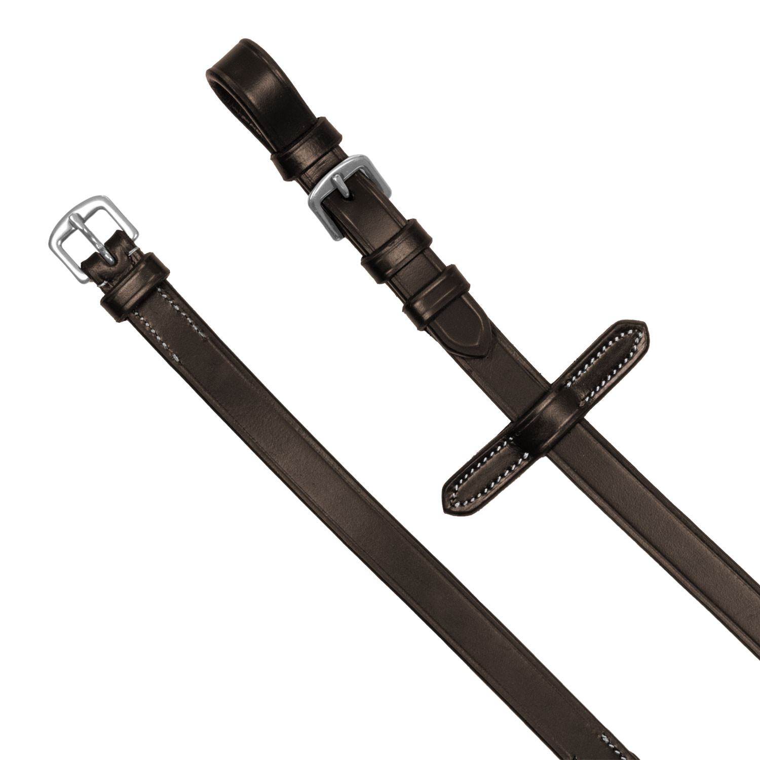 Kožené pogumované otěže Equestro Solid Lettering Grip se stříbrným kováním