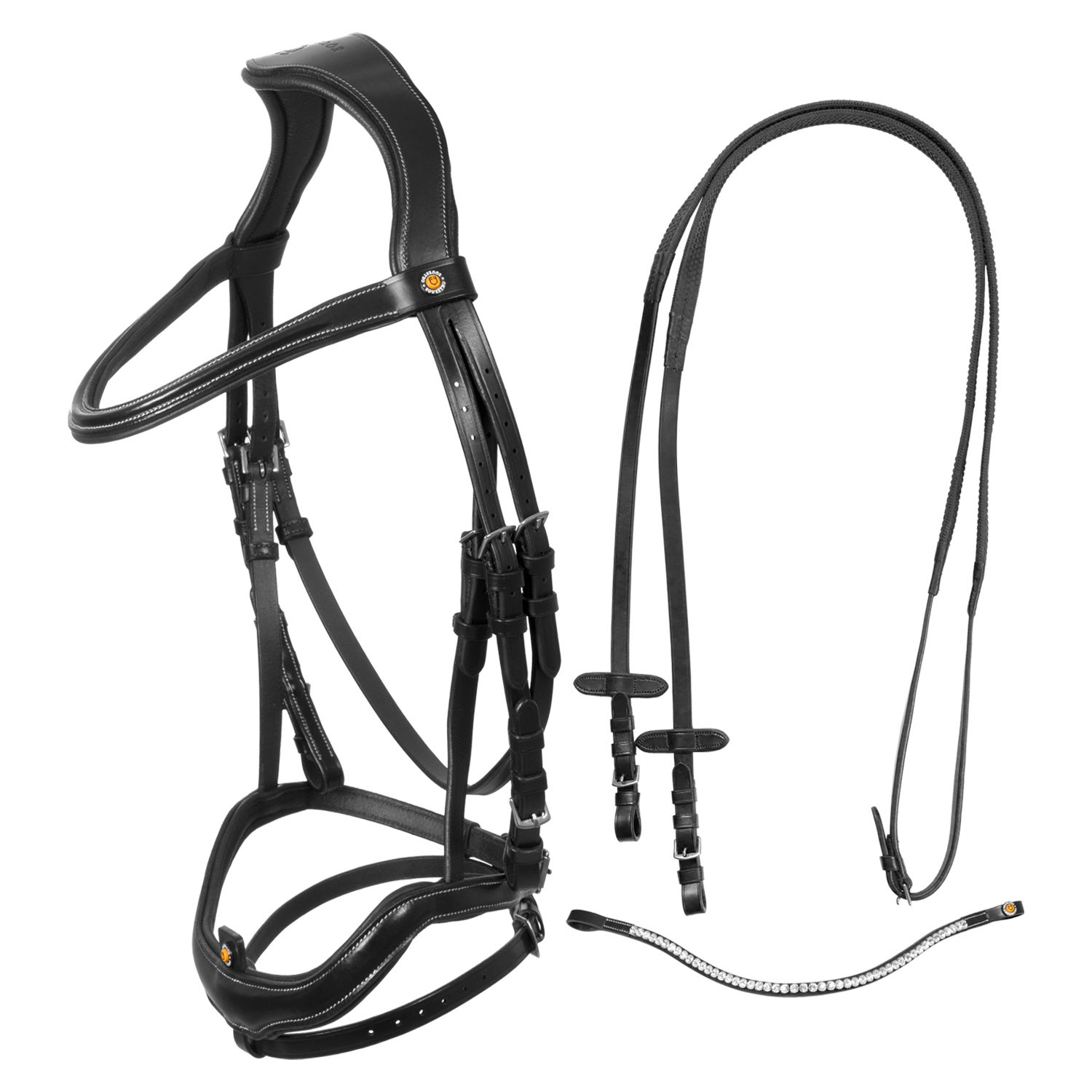 Anatomická kožená uzdečka Equestro s prohnutým nánosníkem