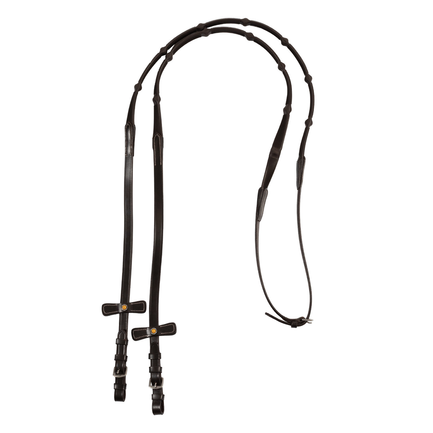 Kožené pogumované otěže Equestro Solid Grip se zarážkami