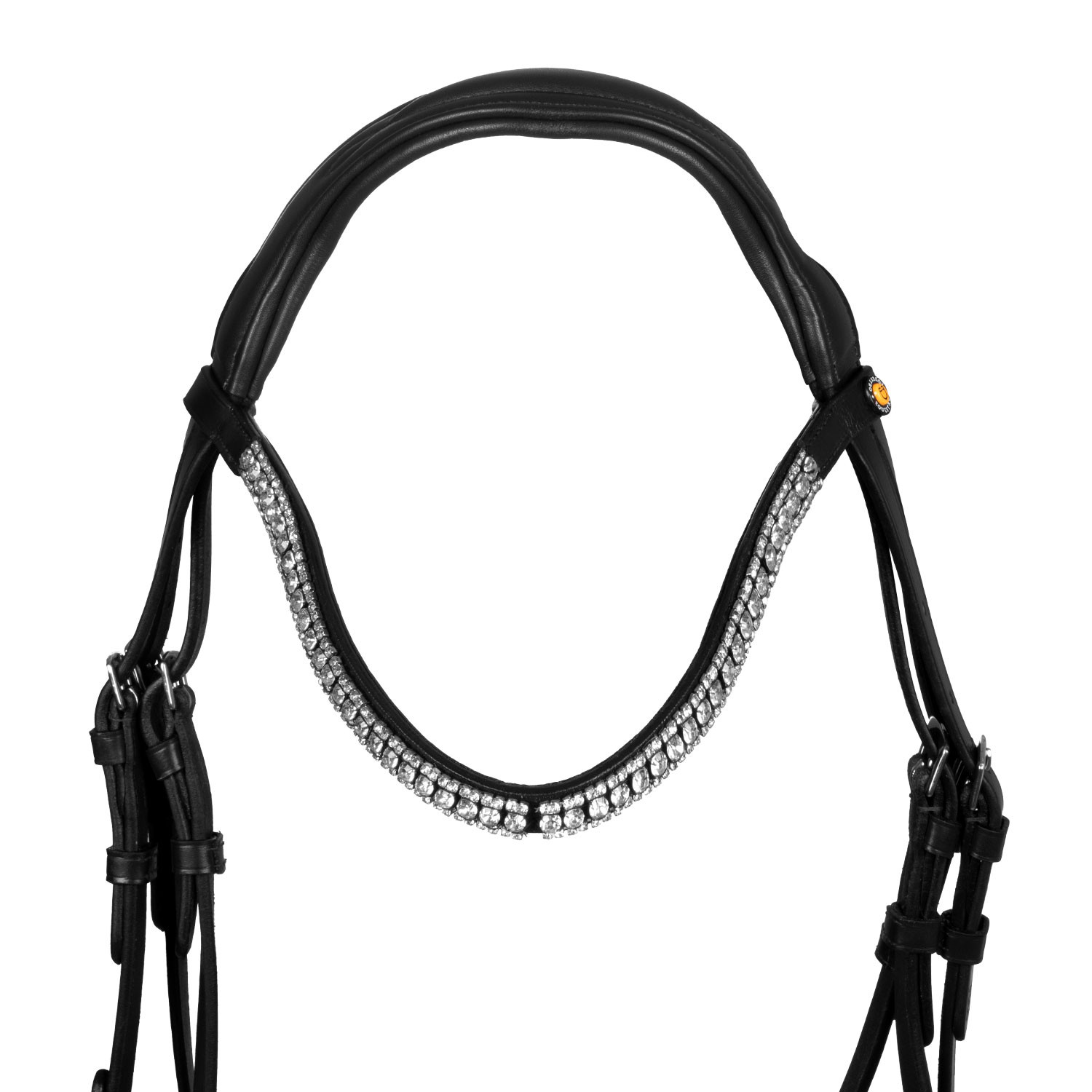 Černá anatomická kožená uzdečka Equestro s kamínky