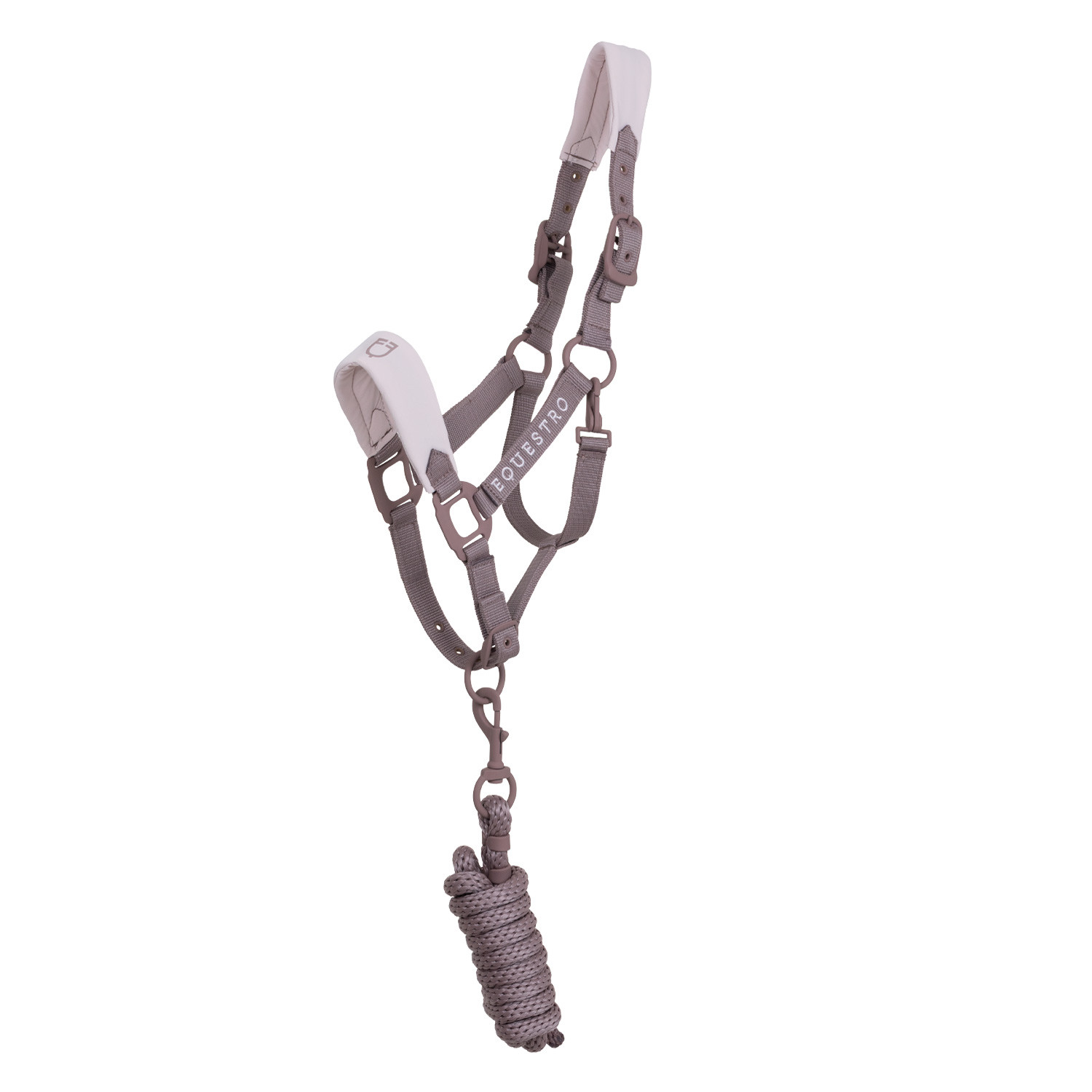 Technical halter with double adjustment and rubber-coated buckles