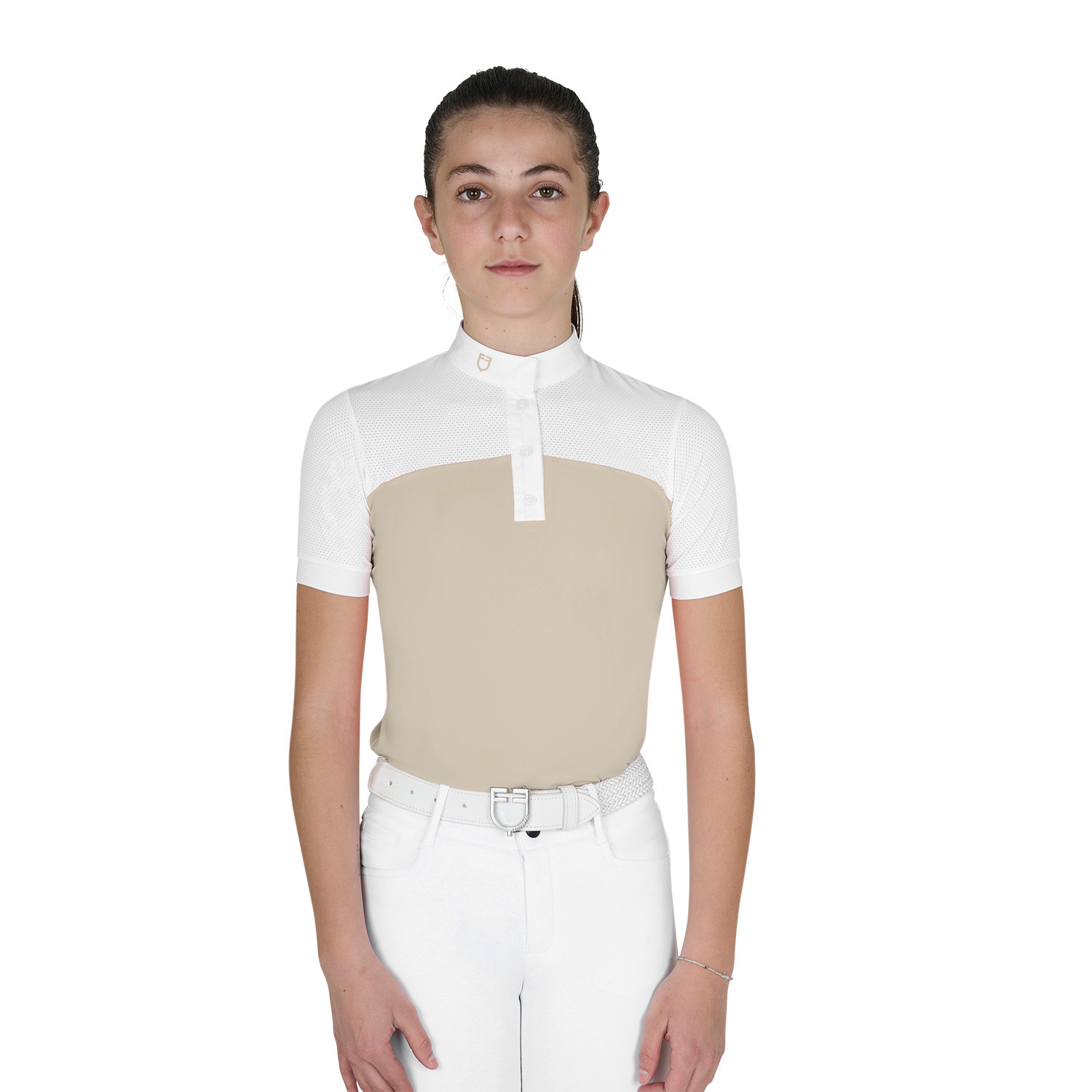 Dívčí slim fit závodní tričko Equestro se síťovanou horní částí