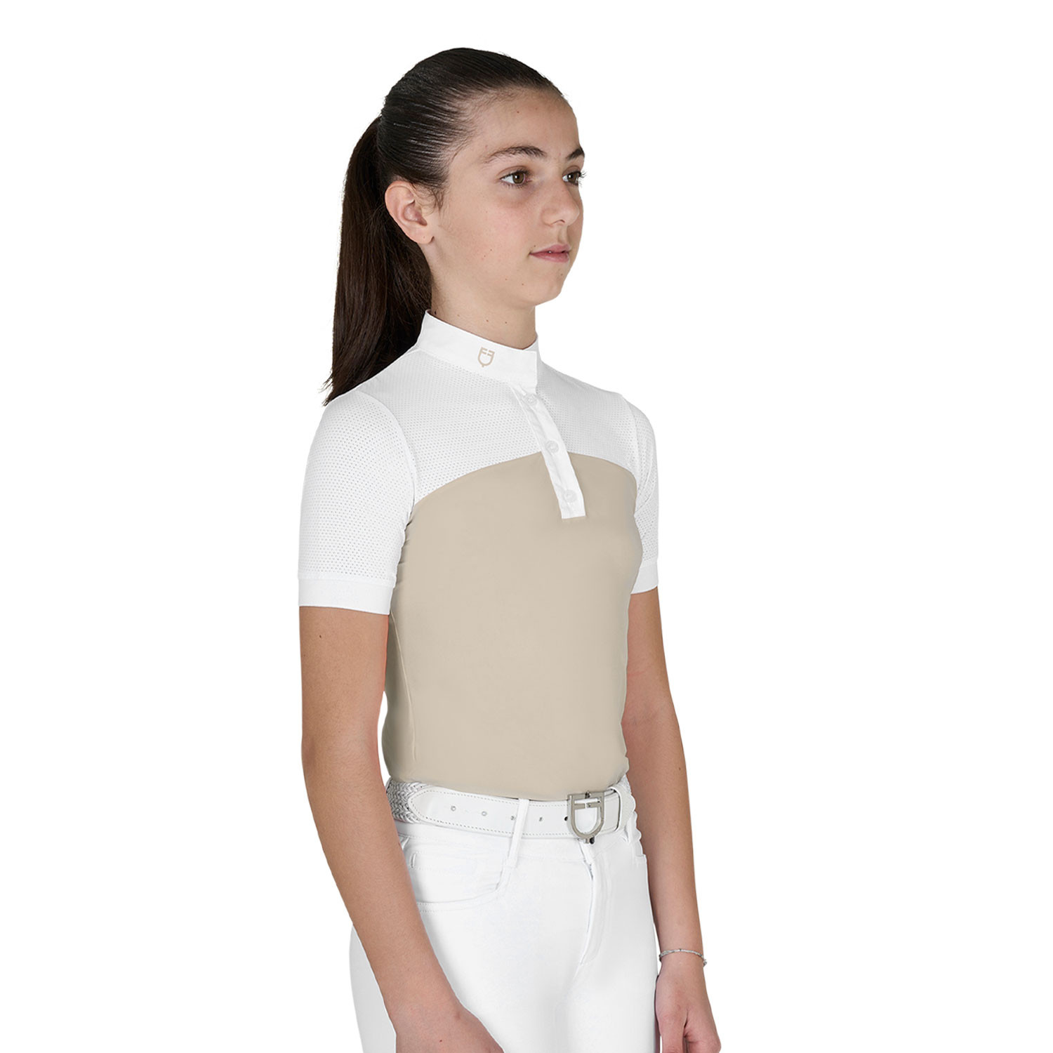 Dívčí slim fit závodní tričko Equestro se síťovanou horní částí