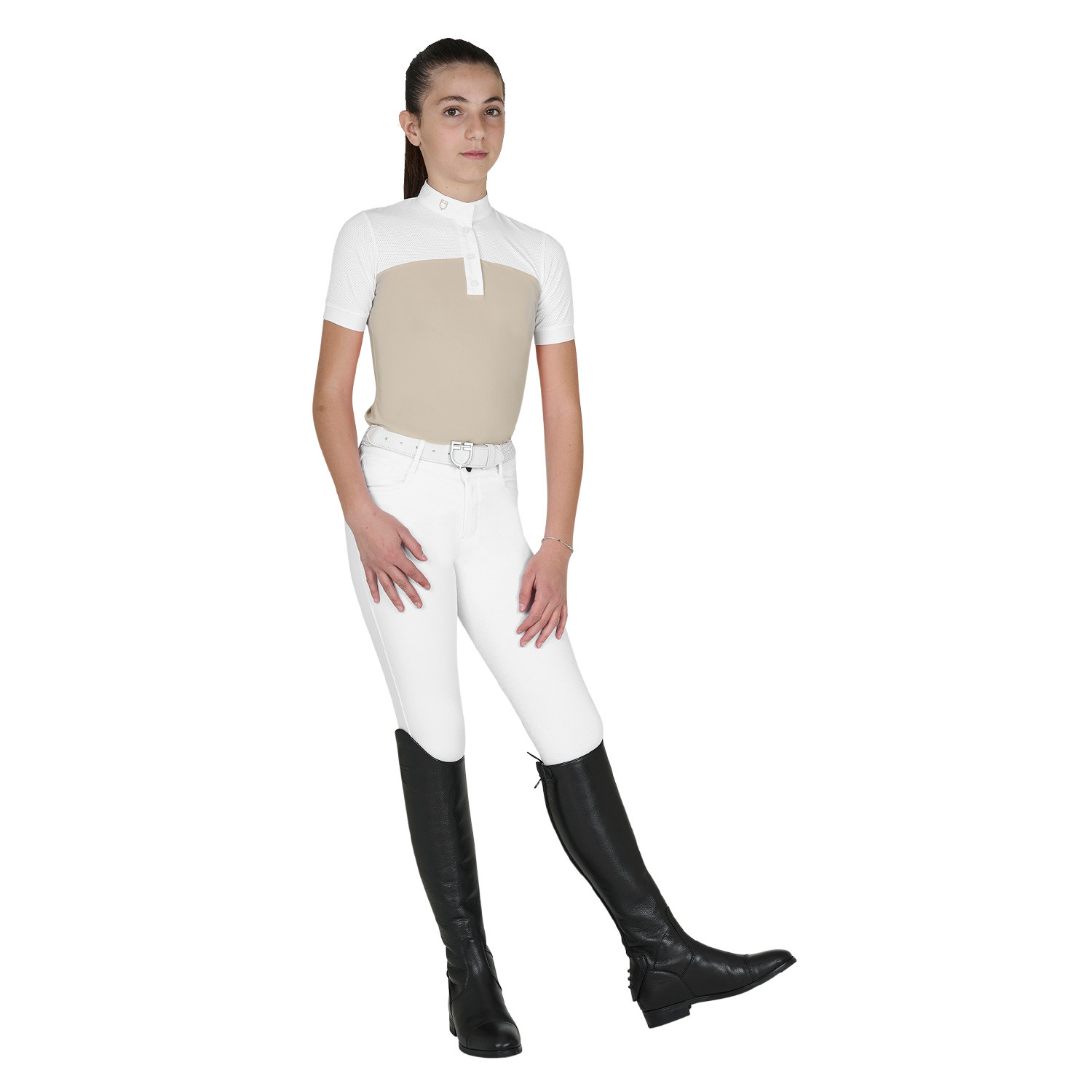 Dívčí slim fit závodní tričko Equestro se síťovanou horní částí