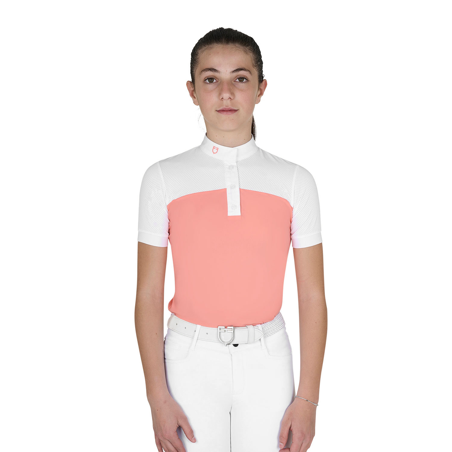 Dívčí slim fit závodní tričko Equestro se síťovanou horní částí