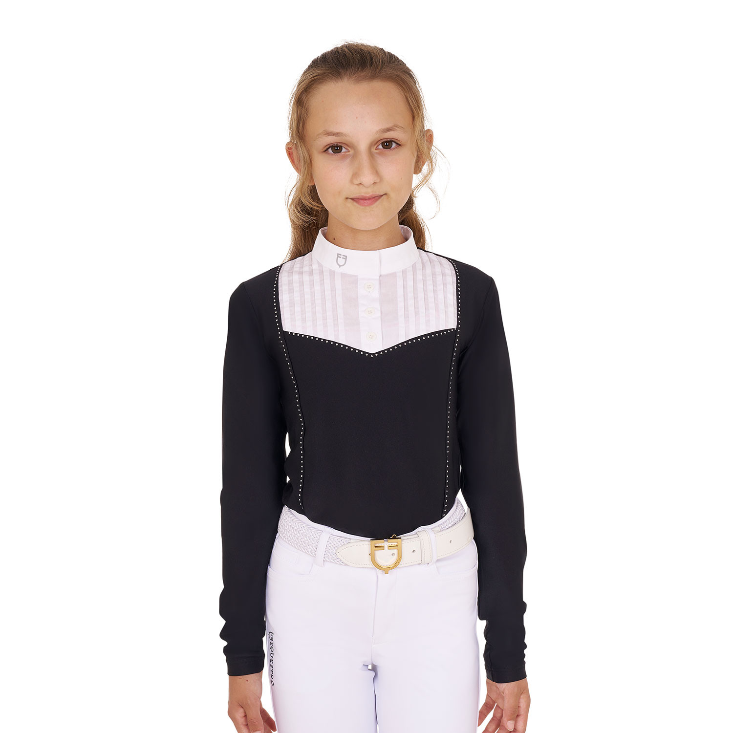 Dívčí slim fit závodní tričko Equestro s kamínky