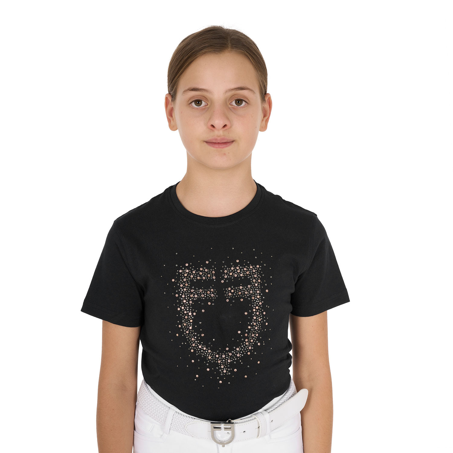 Dívčí slim fit tričko Equestro s růžově třpytivým logem