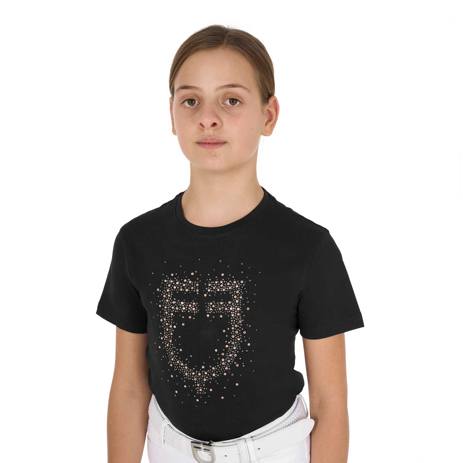 Dívčí slim fit tričko Equestro s růžově třpytivým logem