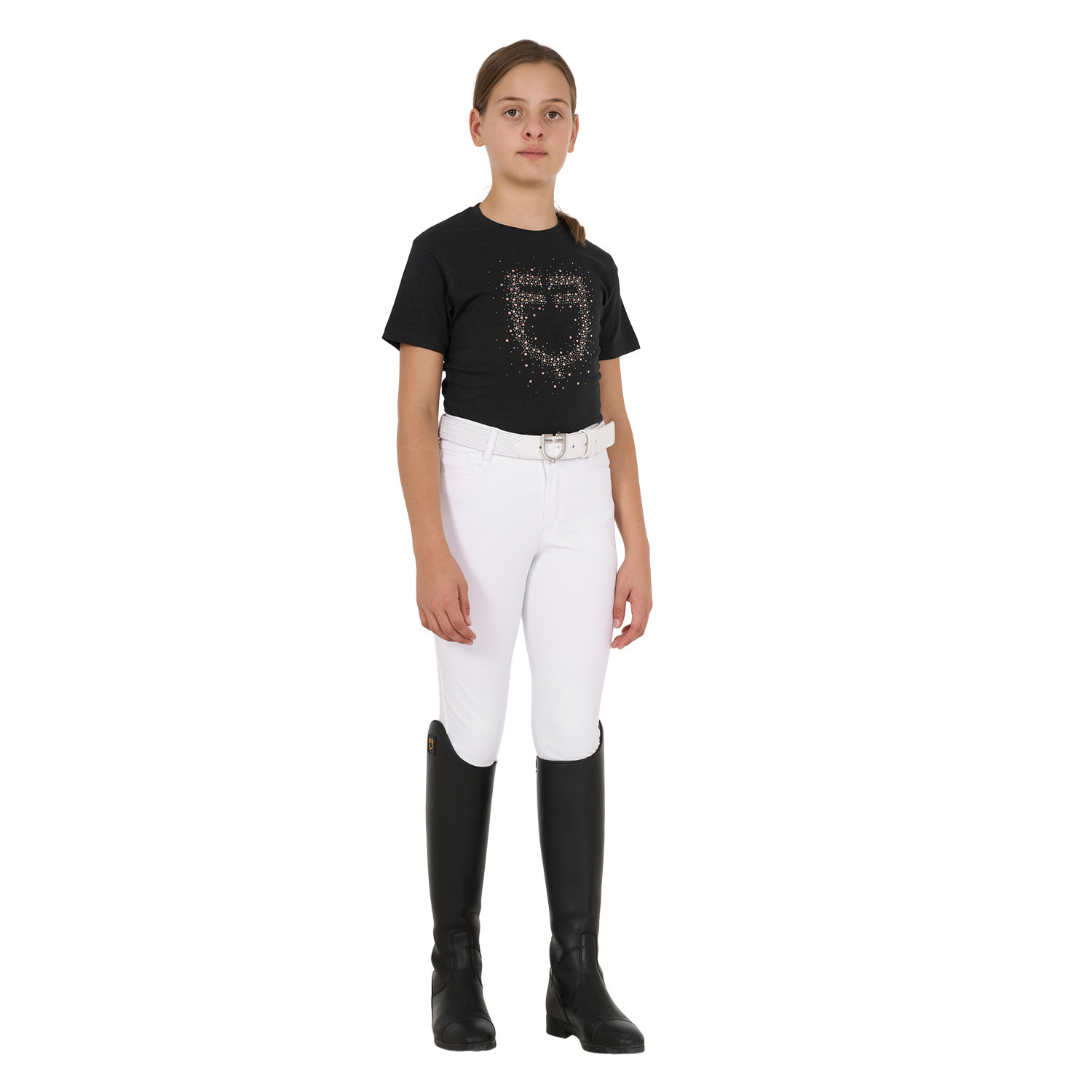 Dívčí slim fit tričko Equestro s růžově třpytivým logem