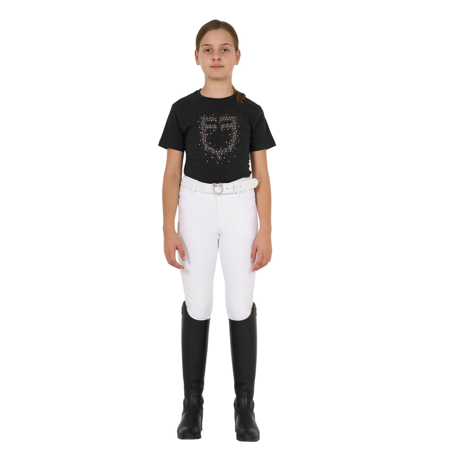 Dívčí slim fit tričko Equestro s růžově třpytivým logem