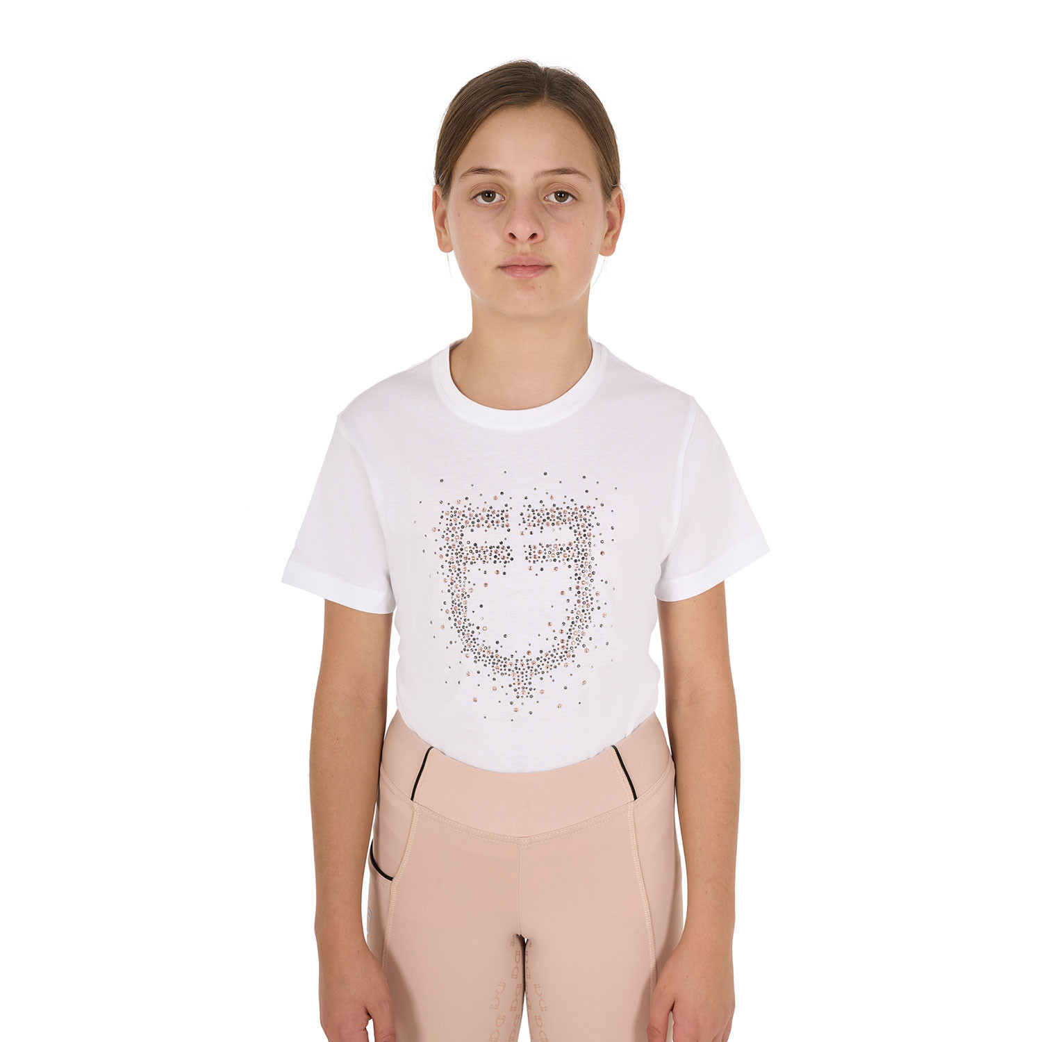 Dívčí slim fit tričko Equestro s růžově třpytivým logem