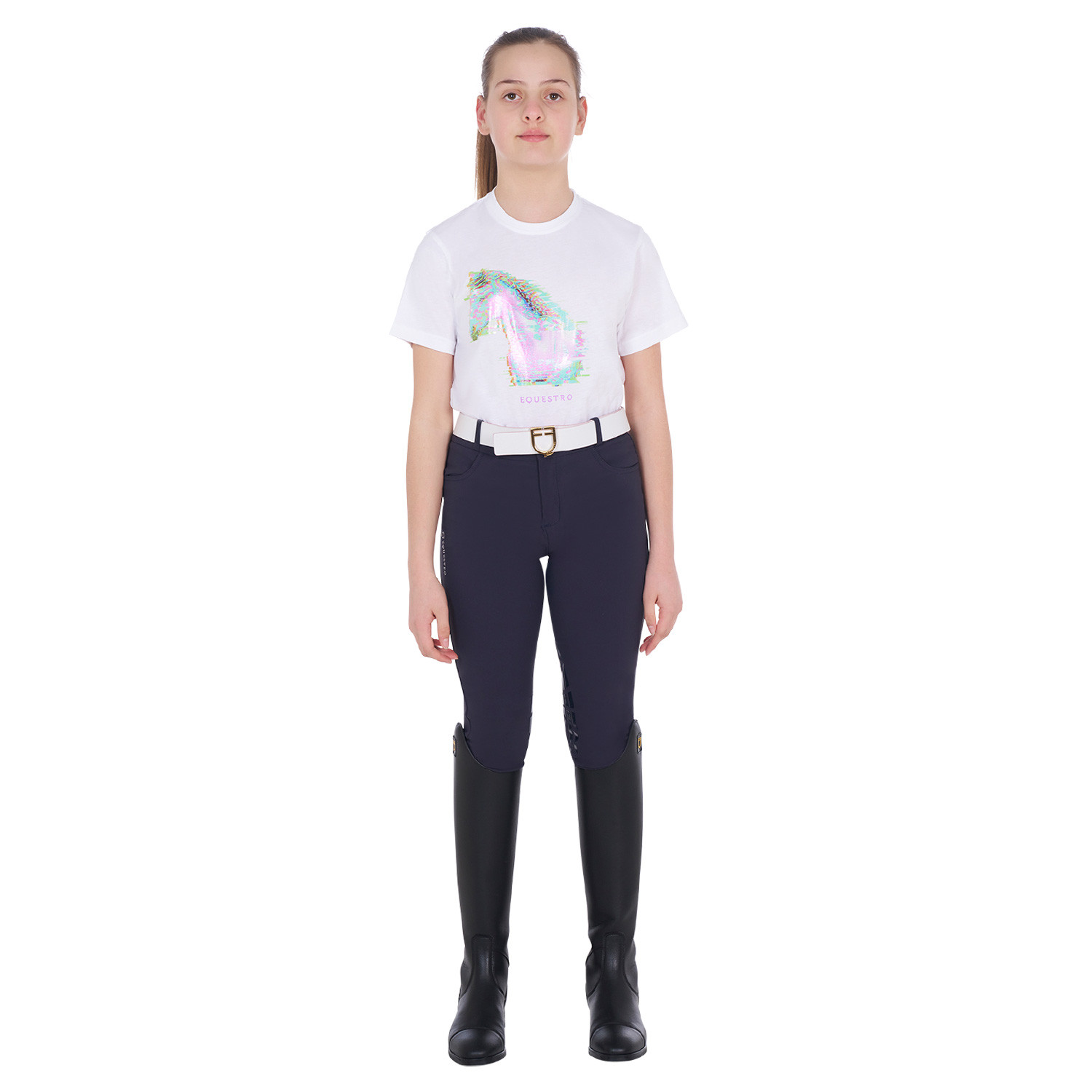 Dívčí slim fit tričko Equestro s potiskem koně