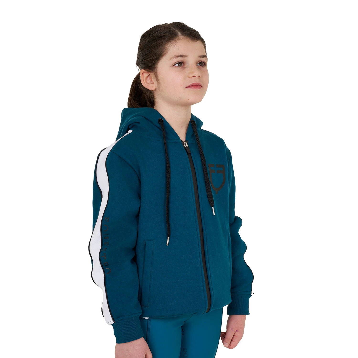 Mädchen Baumwollfleece-Kapuzenjacke mit Reißverschluss