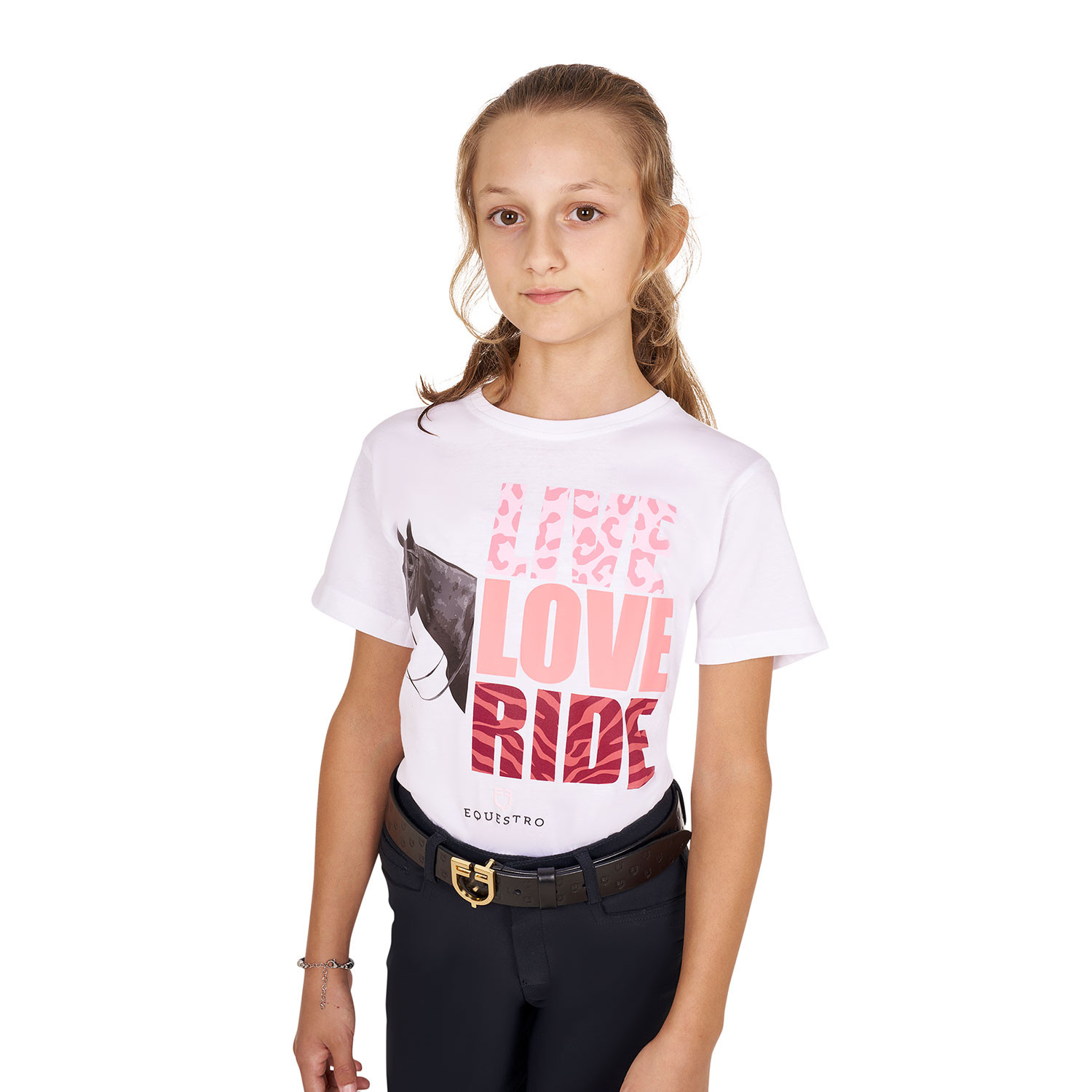 Dívčí bavlněné tričko Equestro Live Love Ride