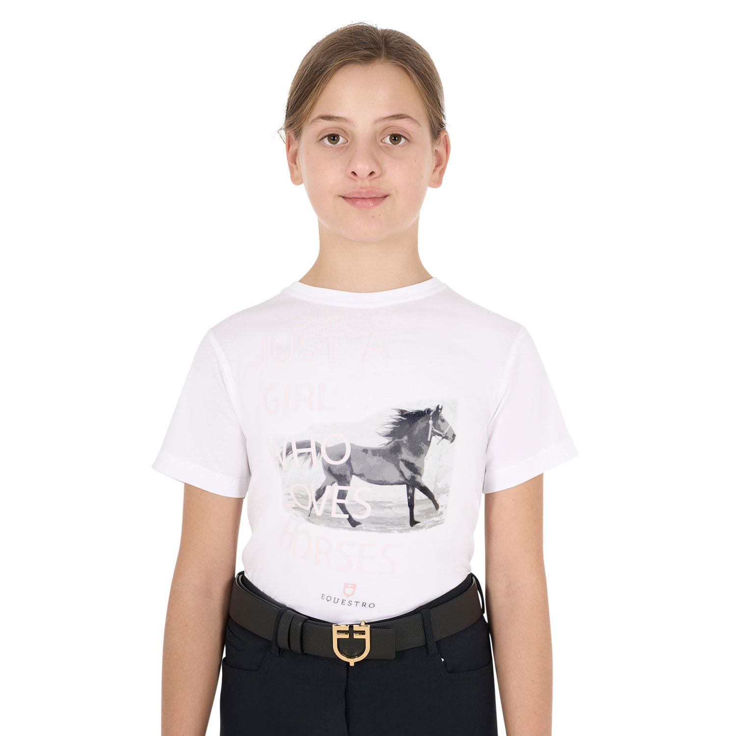 Dívčí bavlněné tričko Equestro Horse Lover s jezdeckým motivem