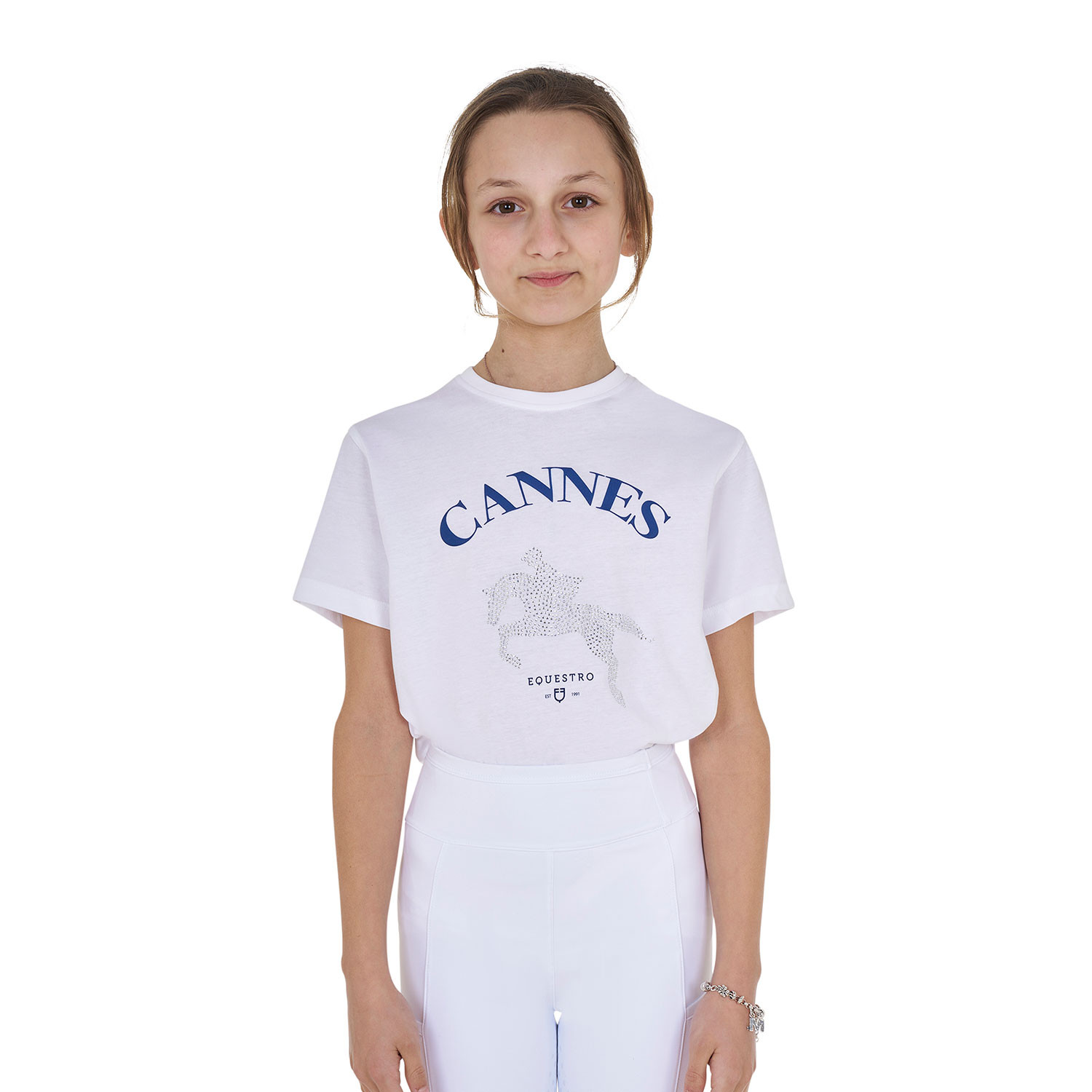 Dívčí bavlněné tričko Equestro Cannes s kamínky