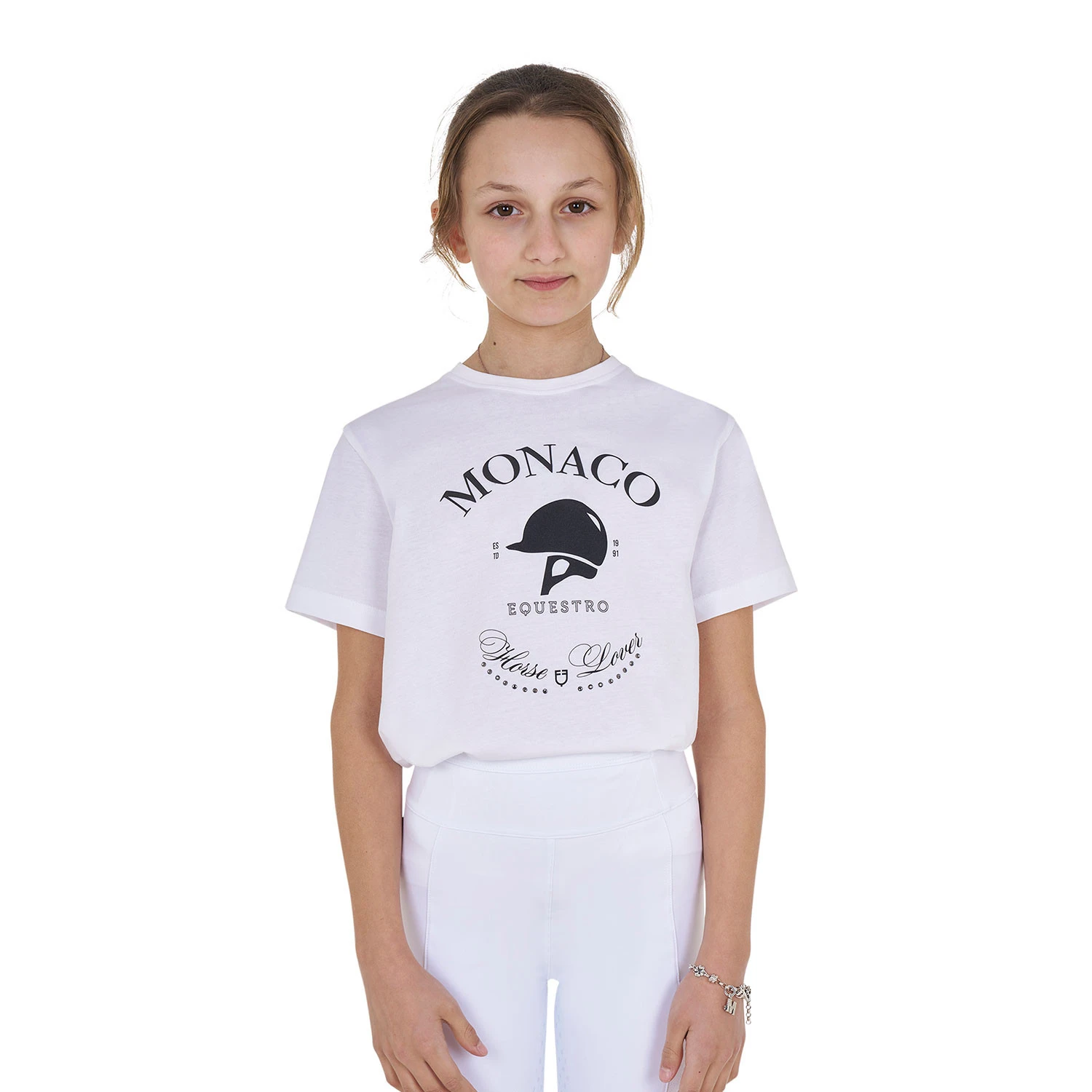 Mädchen-T-Shirt aus Baumwolle Monaco mit Strasssteinen
