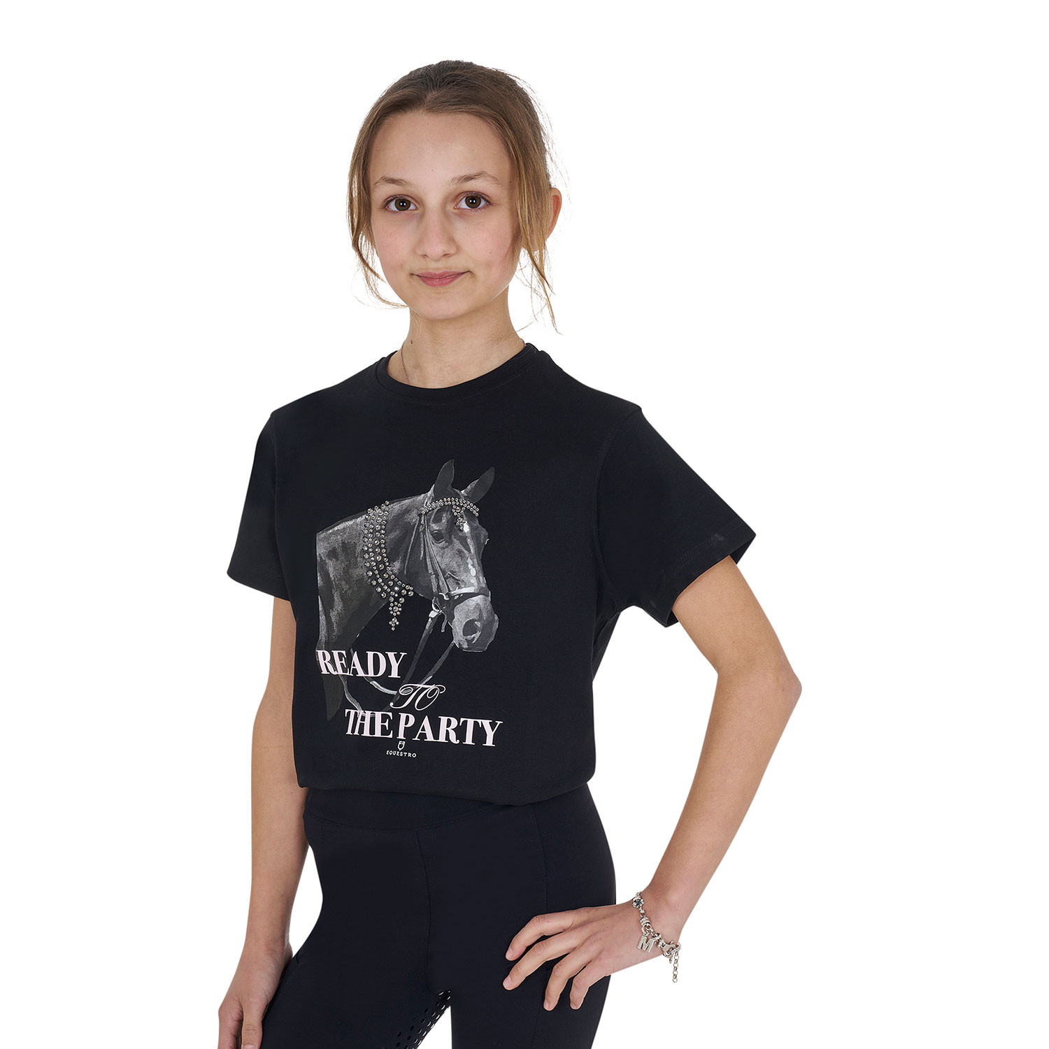 Dívčí bavlněné tričko Equestro Ready To The Party s kamínky