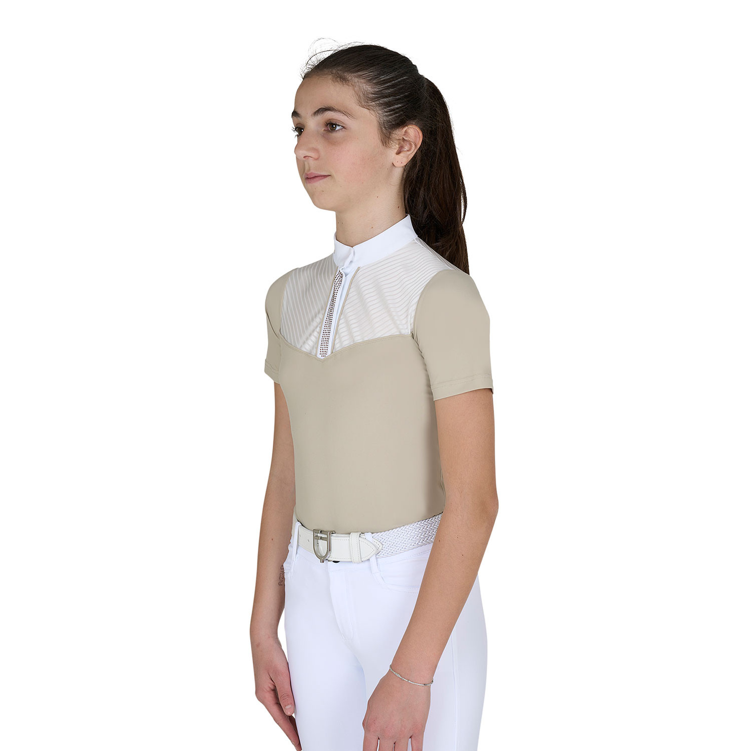 Dívčí slim fit závodní tričko Equestro s hedvábným efektem