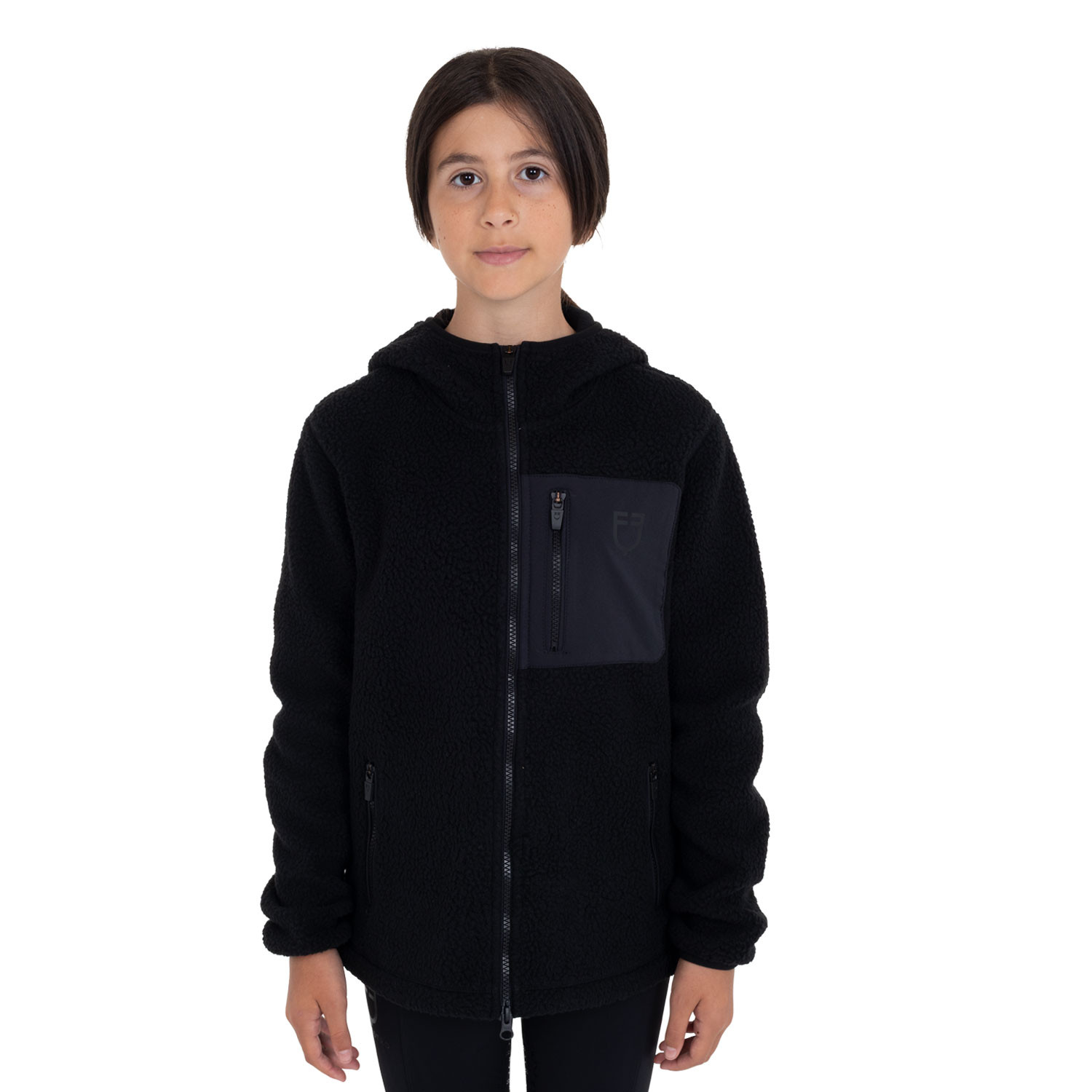 Kids' unisex teddy fleece hooded sweatshirt with zip