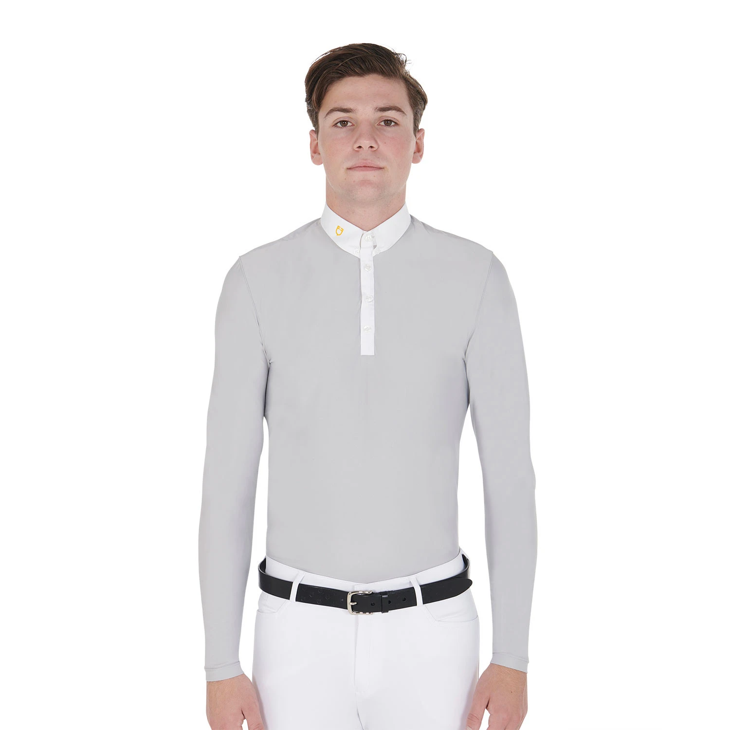 Herren-Poloshirt mit langen Ärmeln aus technischem Fleece