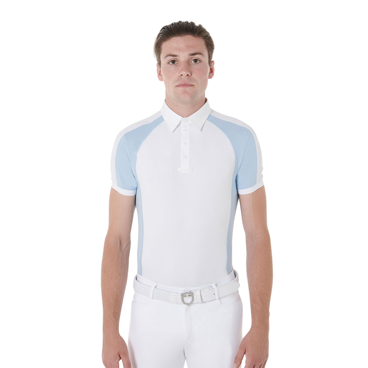 Pánské slim fit závodní tričko Equestro se čtyřmi knoflíky