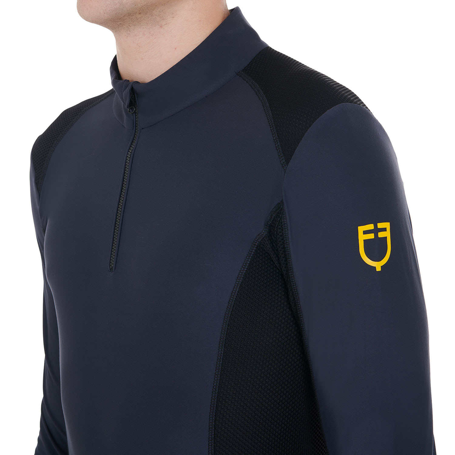 Pánské slim fit technické jezdecké tričko Equestro s dlouhým rukávem pro chladné období