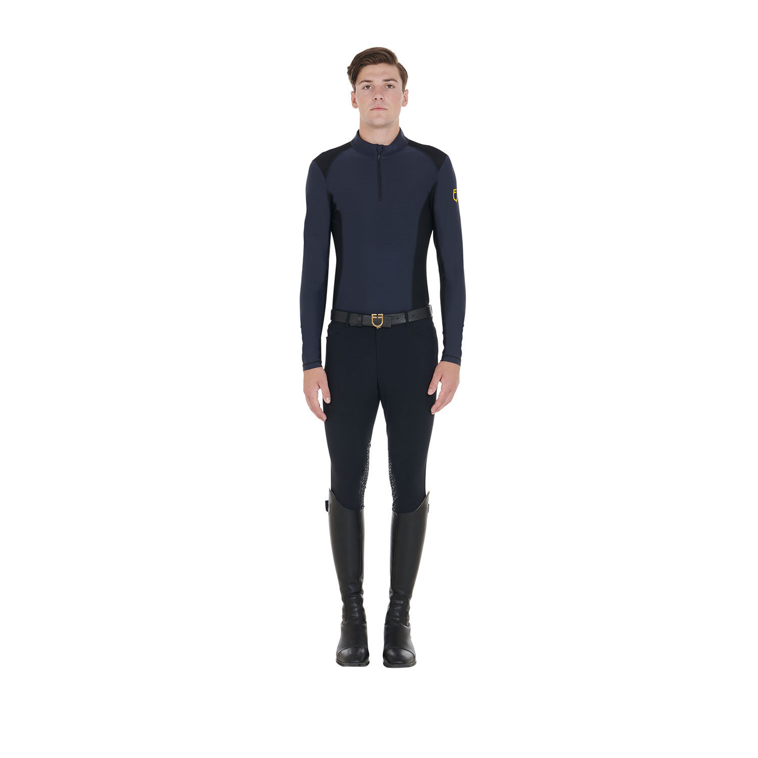 Pánské slim fit technické jezdecké tričko Equestro s dlouhým rukávem pro chladné období