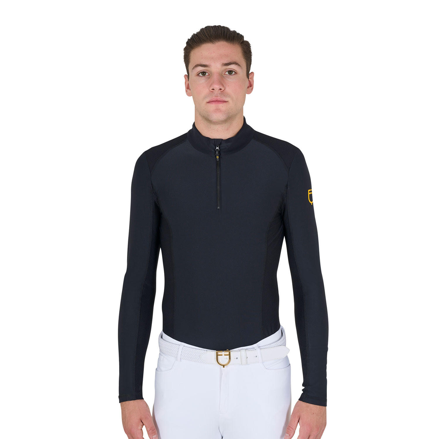 Pánské slim fit technické jezdecké tričko Equestro s dlouhým rukávem pro chladné období