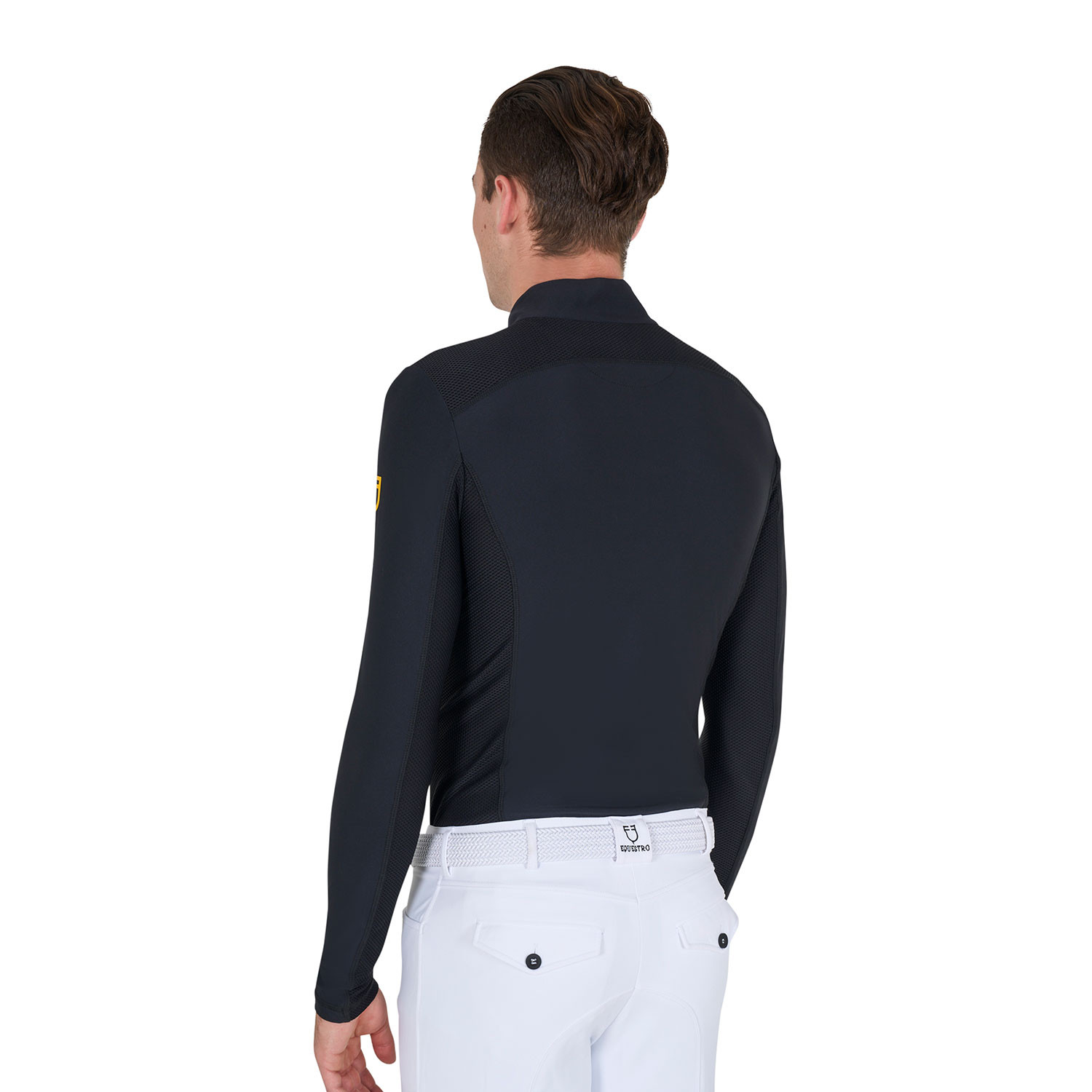 Pánské slim fit technické jezdecké tričko Equestro s dlouhým rukávem pro chladné období