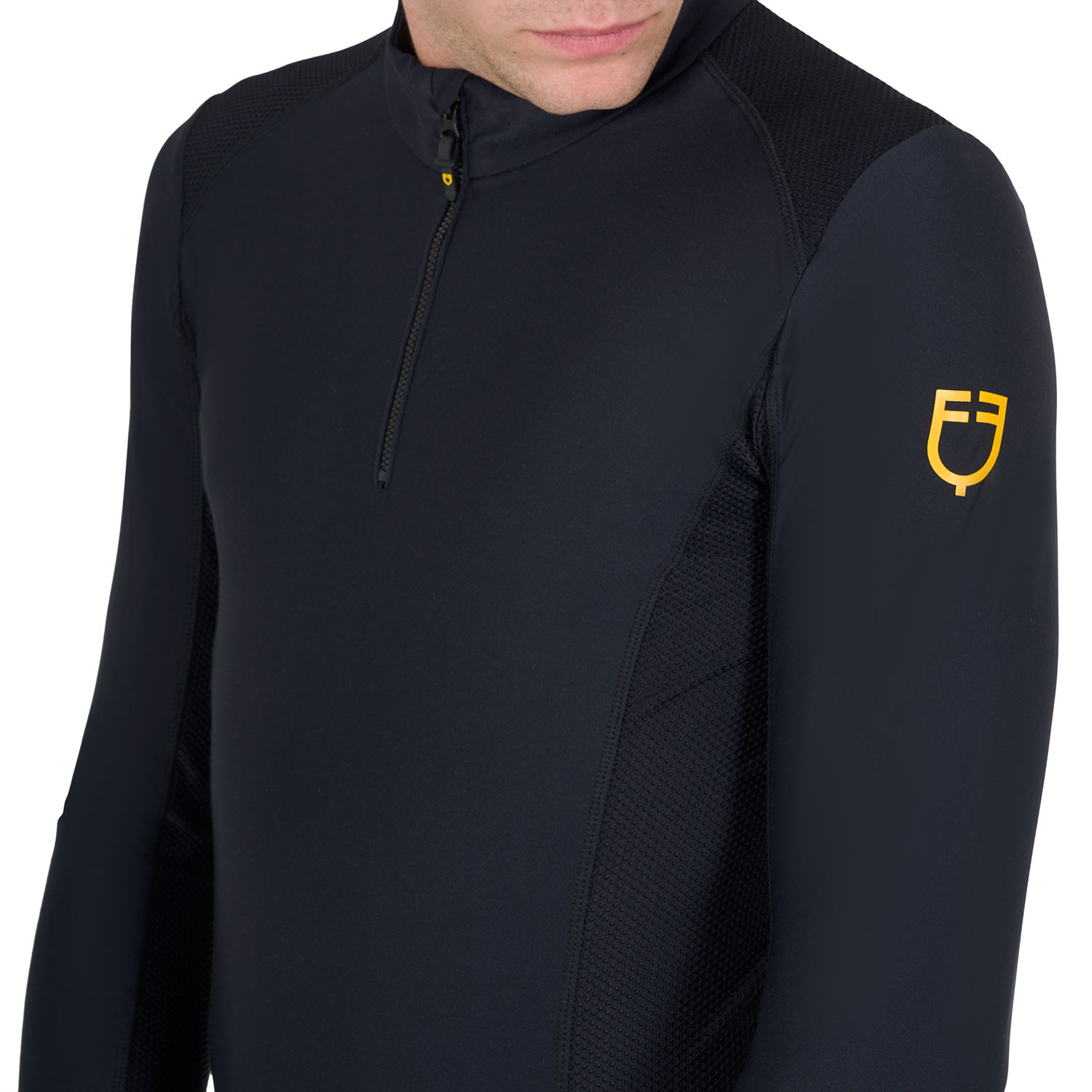 Pánské slim fit technické jezdecké tričko Equestro s dlouhým rukávem pro chladné období