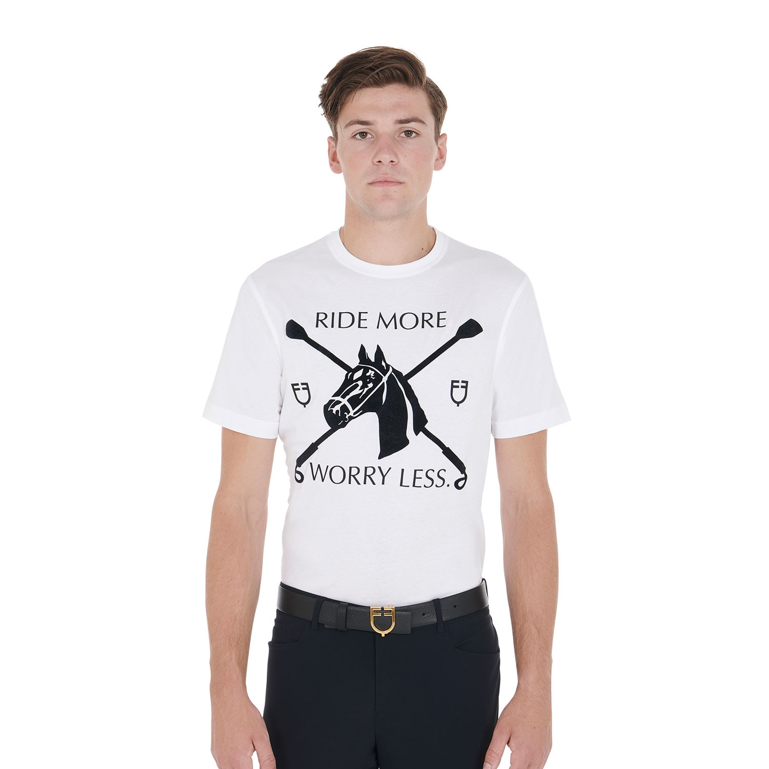 Pánské slim fit tričko Equestro s jezdeckým potiskem