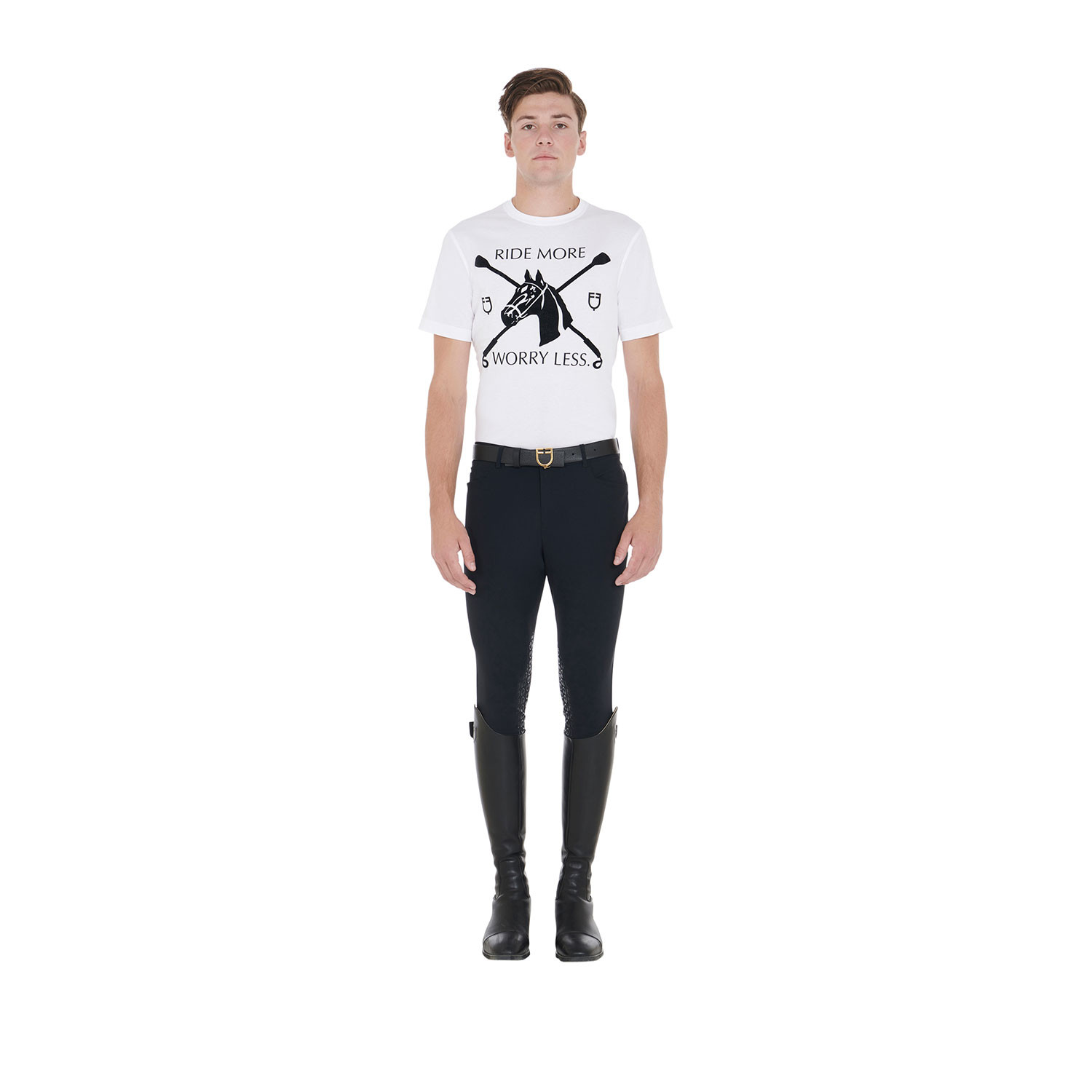 Pánské slim fit tričko Equestro s jezdeckým potiskem