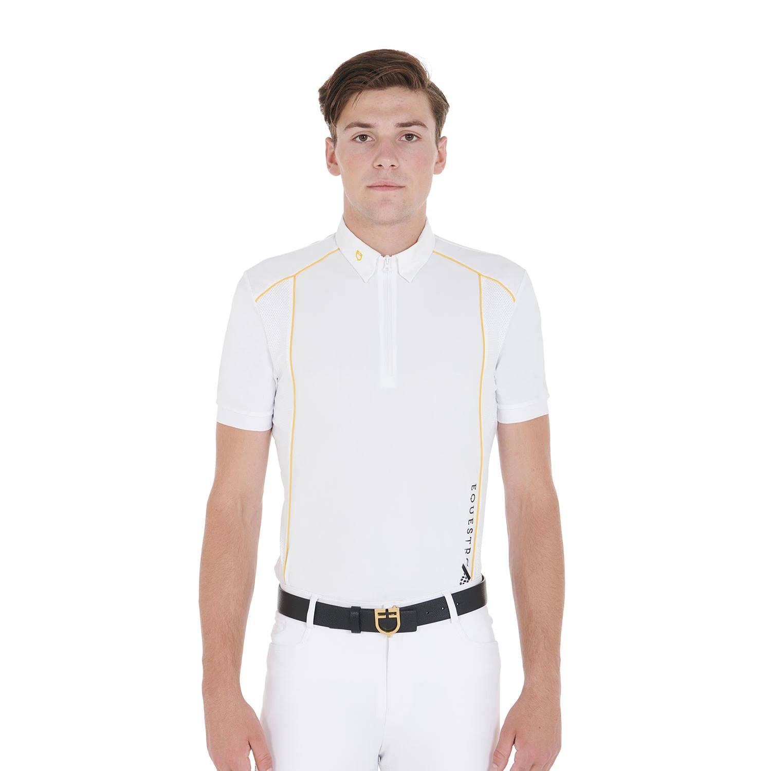 Herren-Slim-Fit-Poloshirt aus technischem Stoff mit Paspelierung