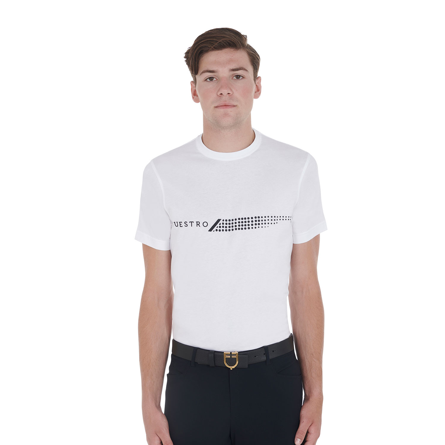 Pánské slim fit bavlněné tričko Equestro s kontrastním potiskem