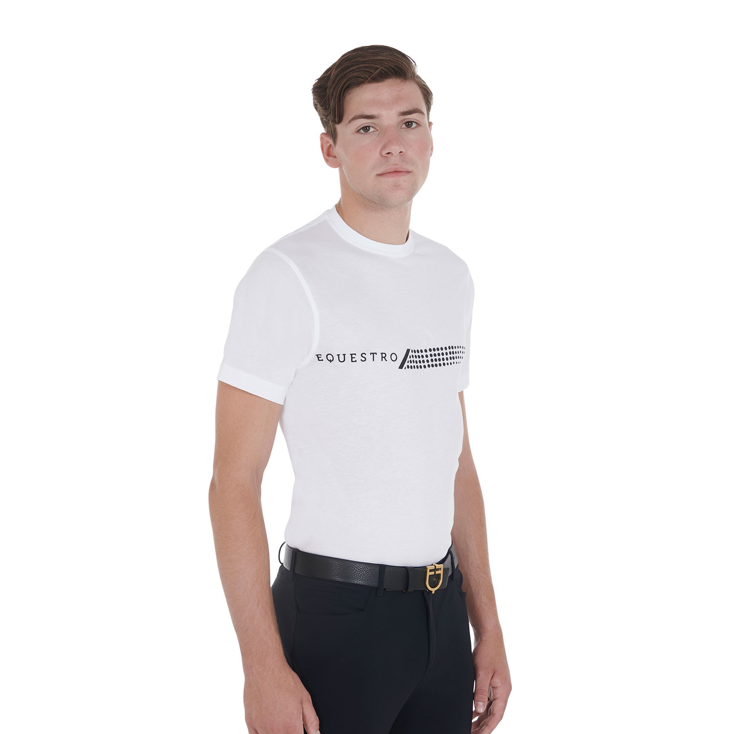 Pánské slim fit bavlněné tričko Equestro s kontrastním potiskem