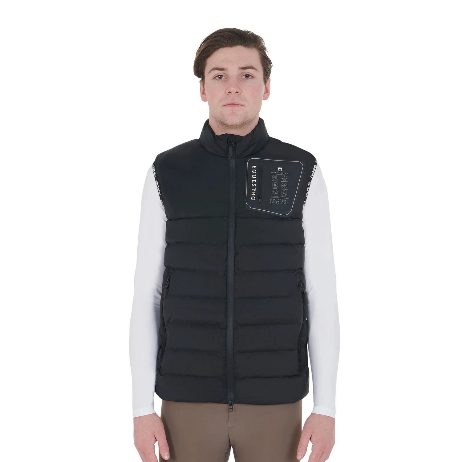 Heren stretchstof vest met siliconen patch
