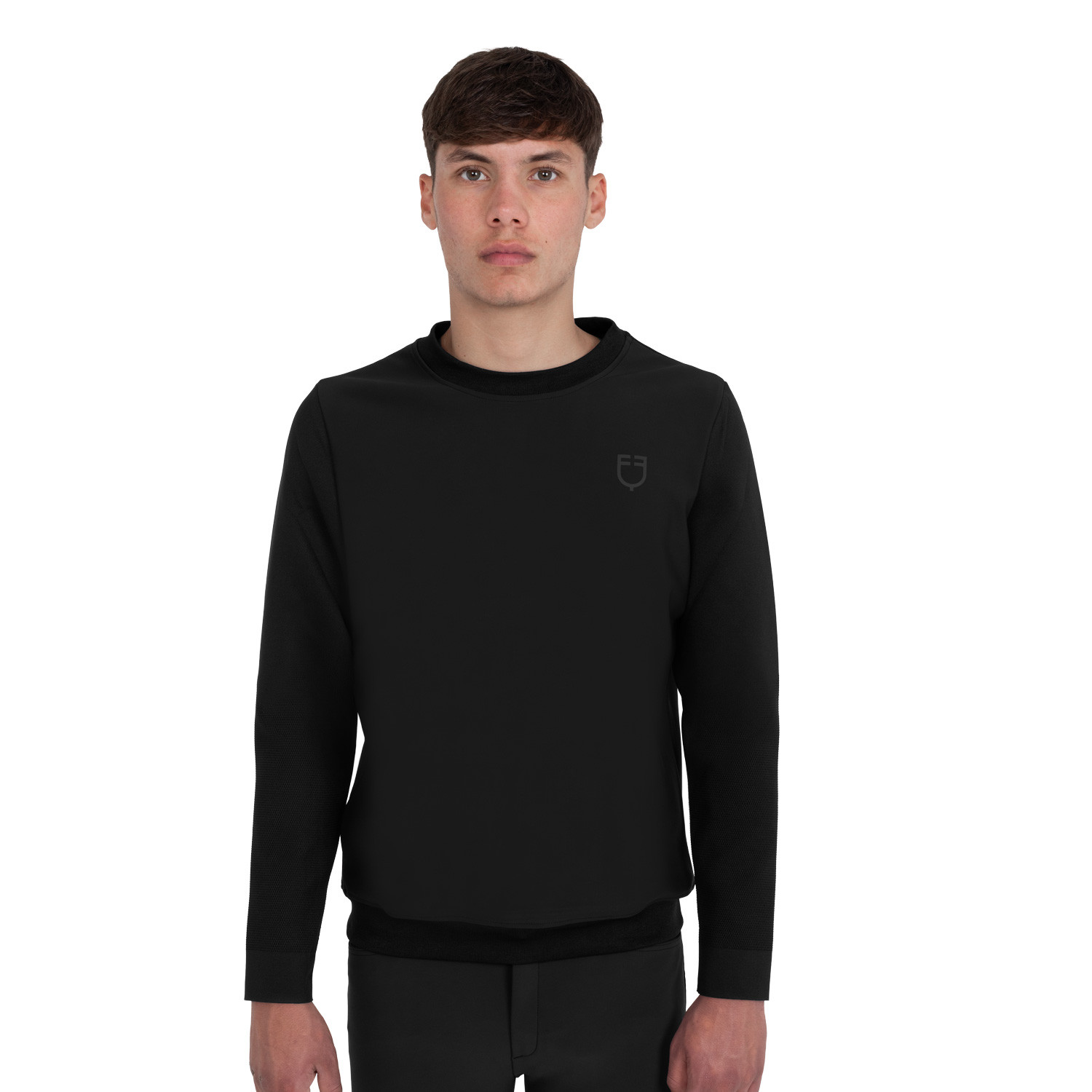 Men's technical crewneck sweatshirt with micro-mesh inserts