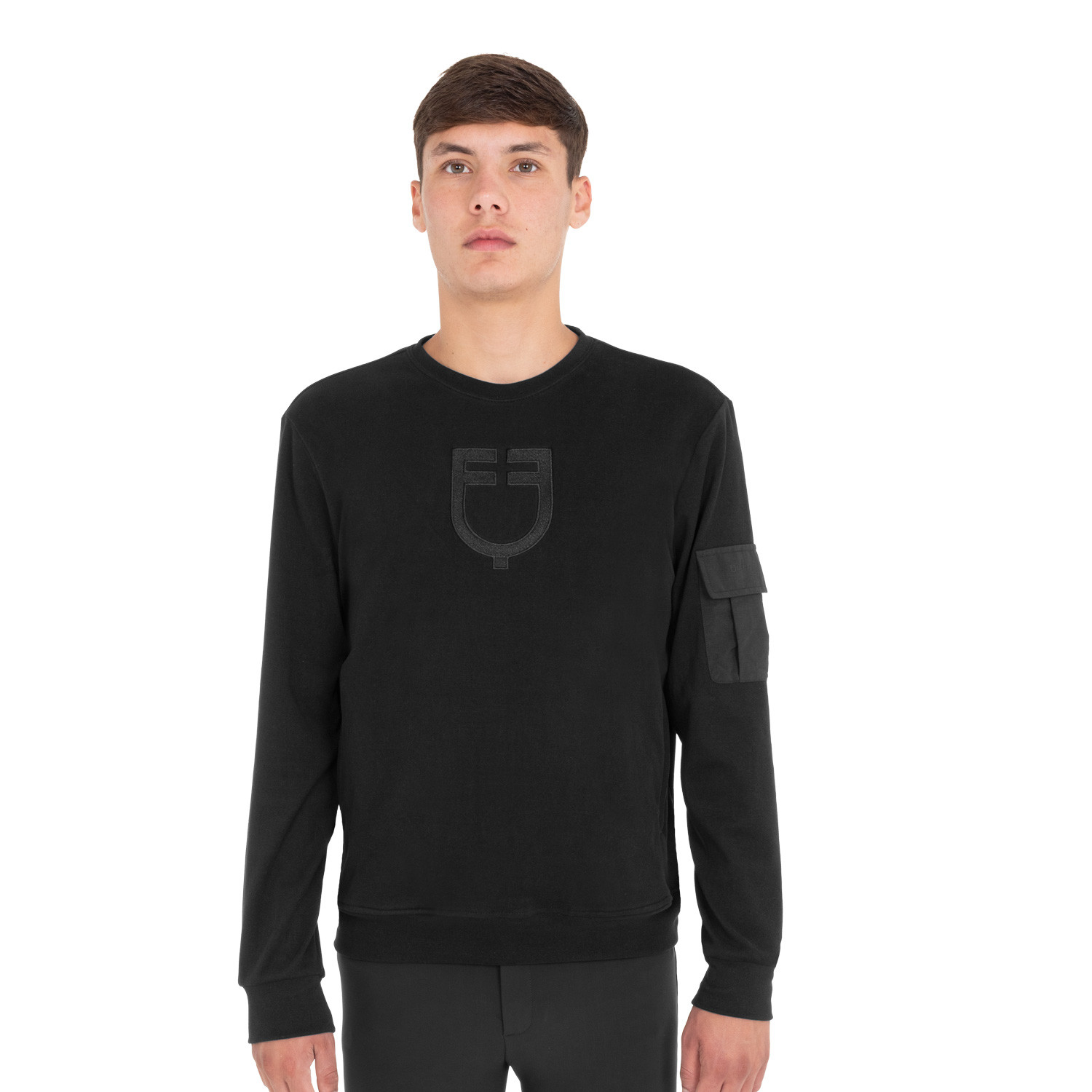 Men's fleece crewneck sweatshirt with side pocket