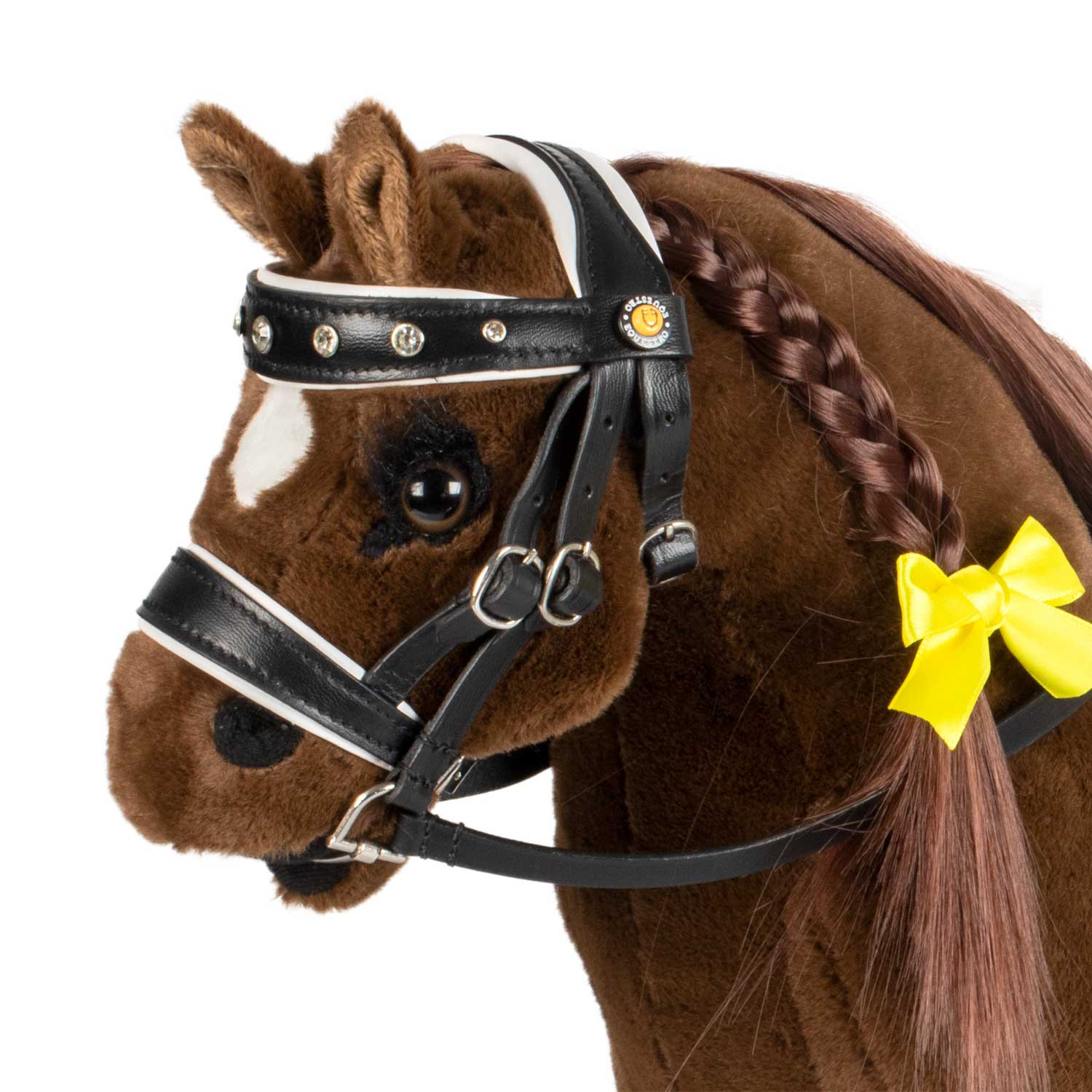 Kožená uzdečka s kamínky pro plyšového koně Equestro
